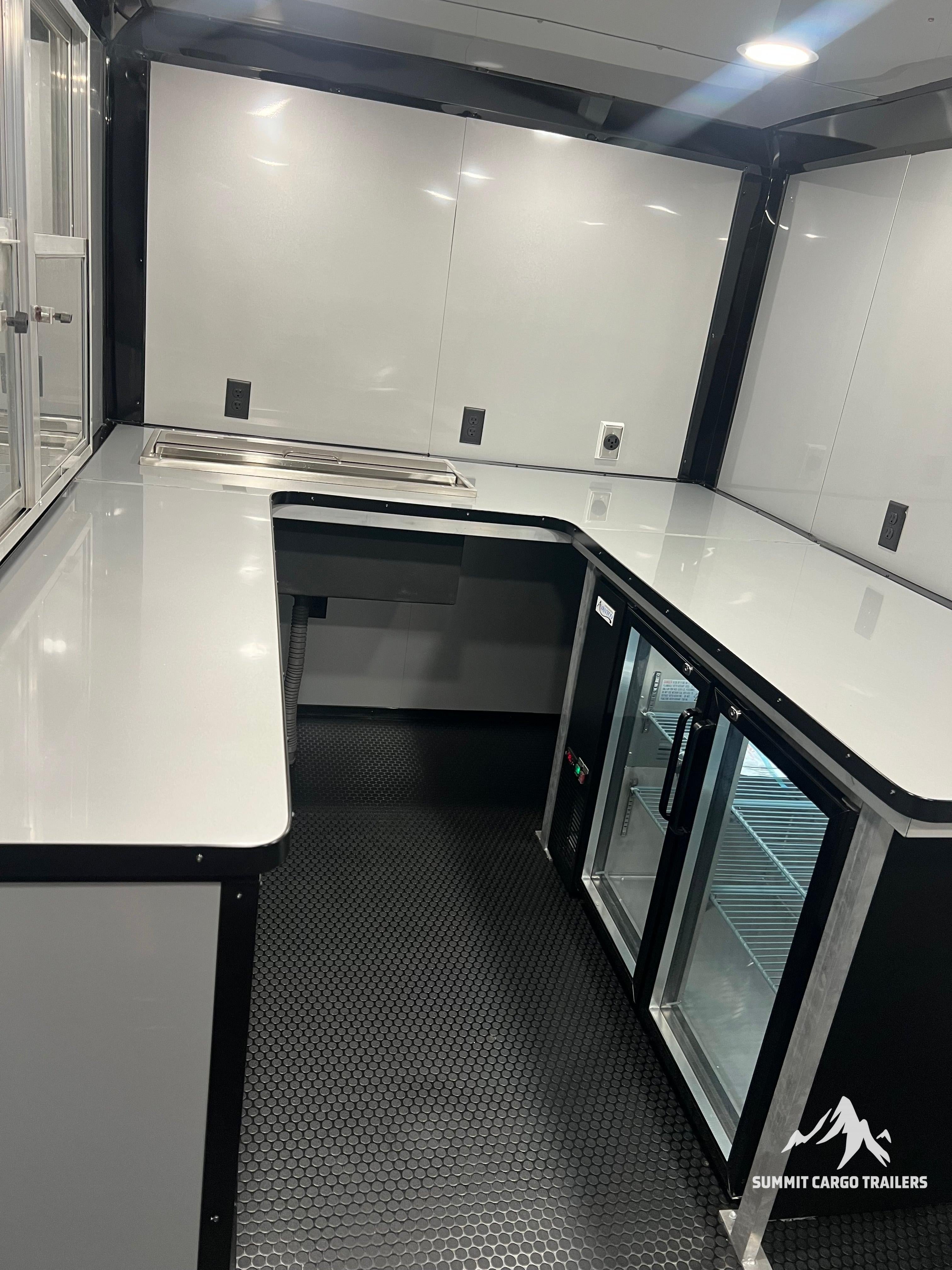 7X14TA Black & Wood Siding Concession Trailer