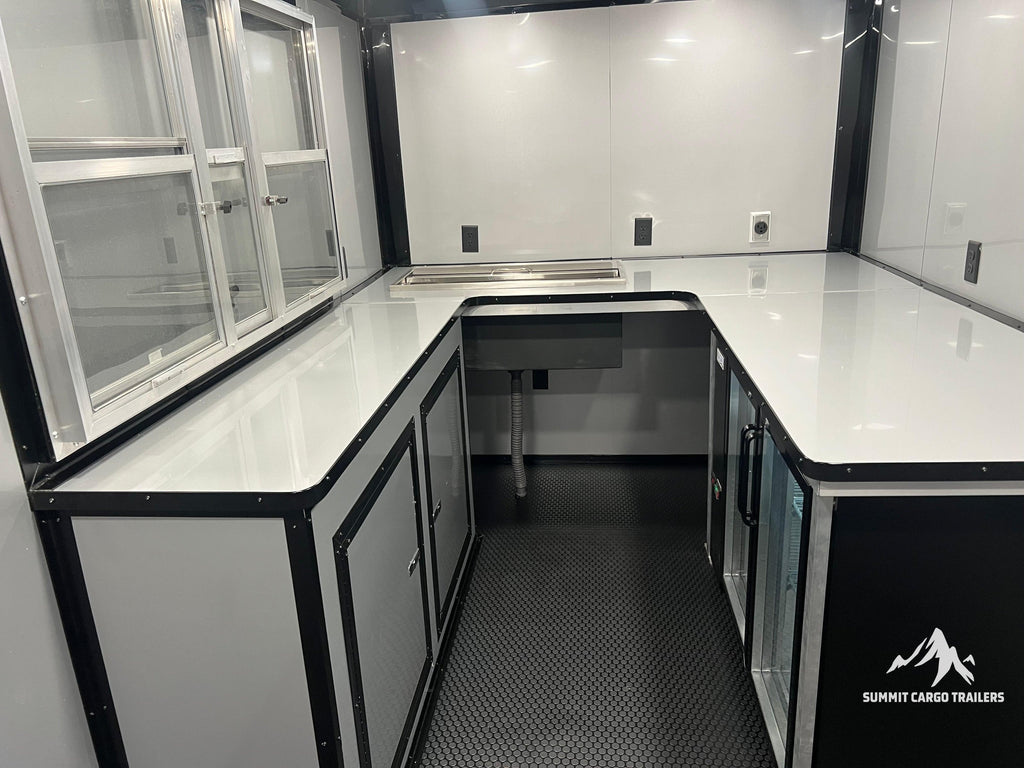 7X14TA Black & Wood Siding Concession Trailer