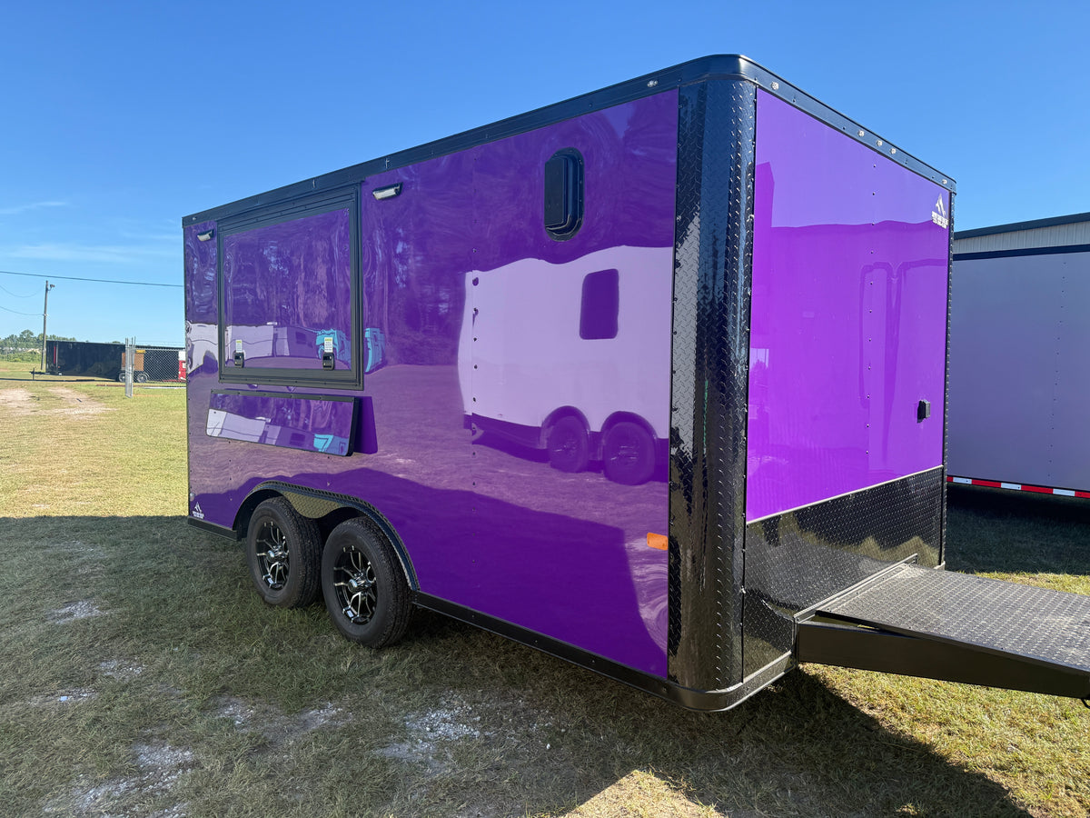 8.5X14 Purple Concession Trailer | Beverage Trailer