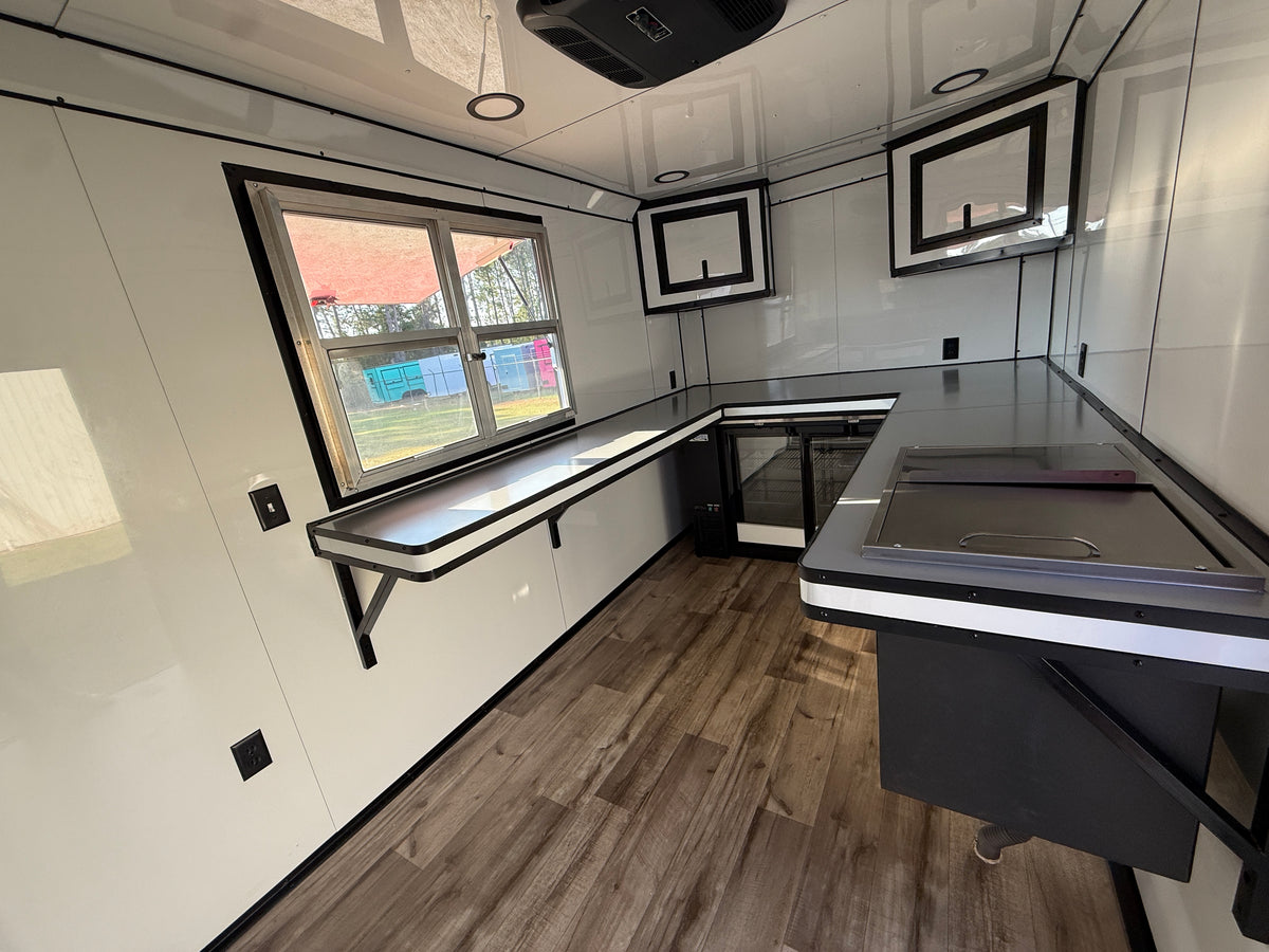 7x14TA Pink Beverage Trailer | Fridge | Ice Bin