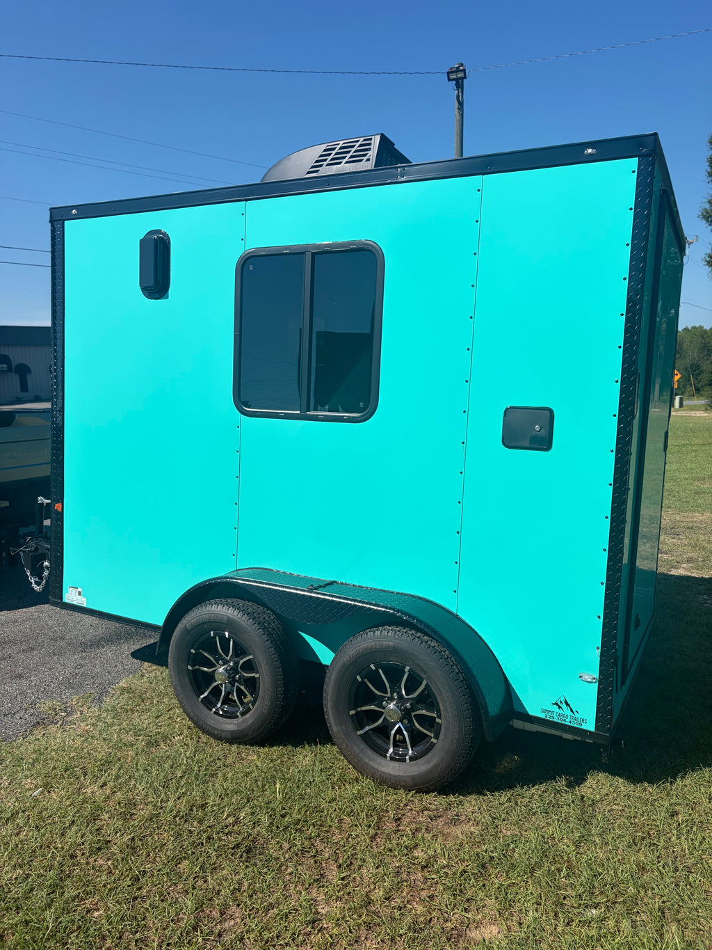 6X10 Teal Dog Grooming Trailer