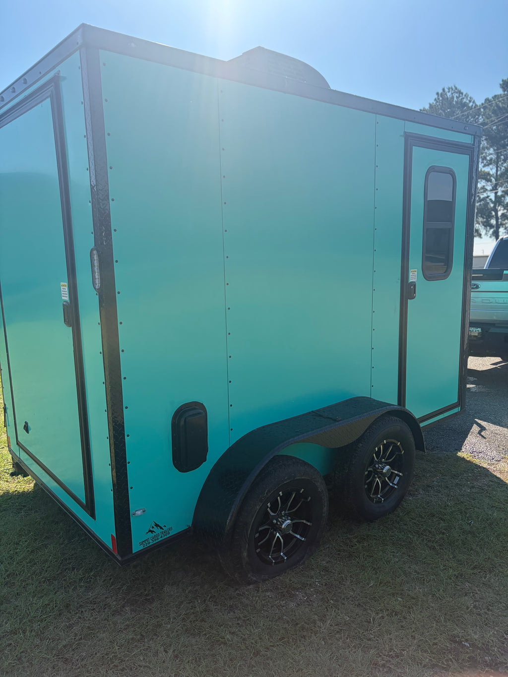 6X10 Teal Dog Grooming Trailer