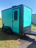 6X10 Teal Dog Grooming Trailer