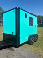 6X10 Teal Dog Grooming Trailer