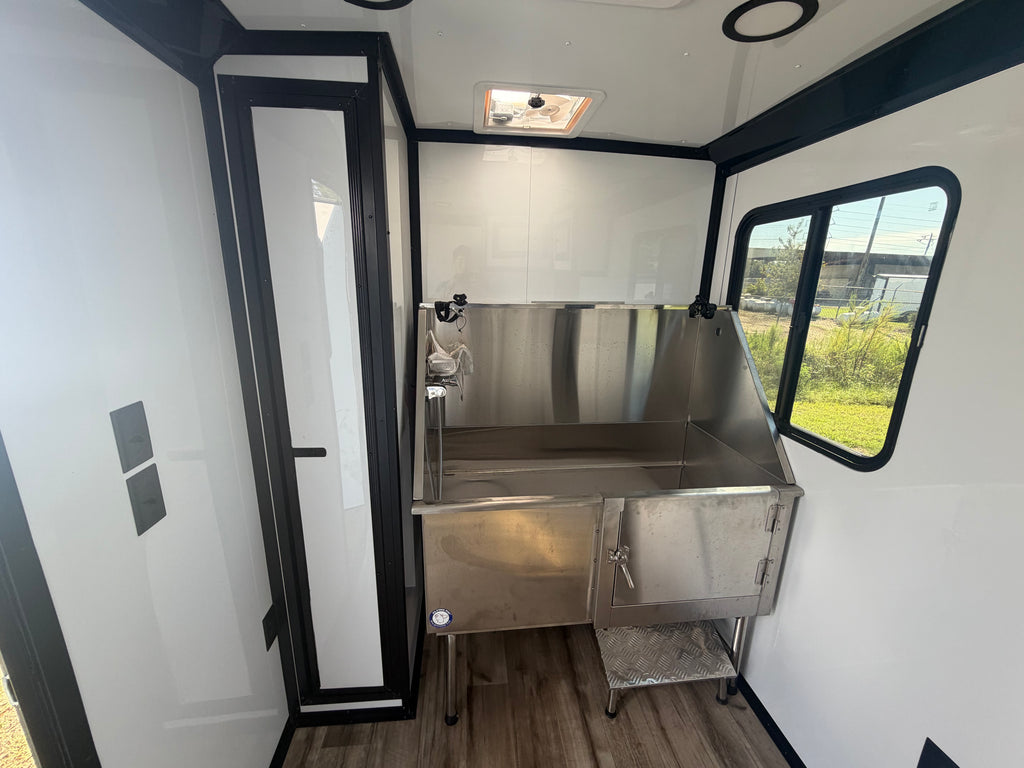 6X10 Teal Dog Grooming Trailer