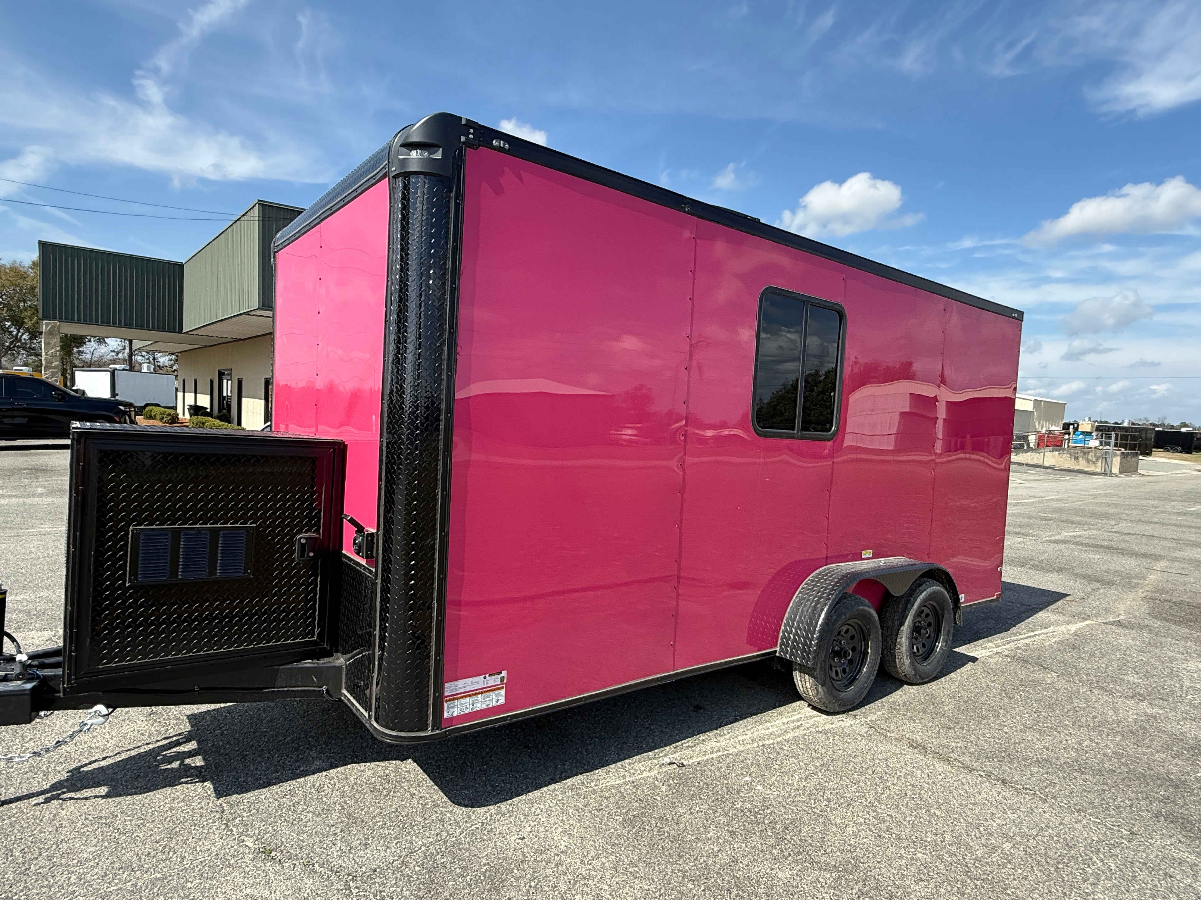 7X16TA Pink Pet Grooming Trailer