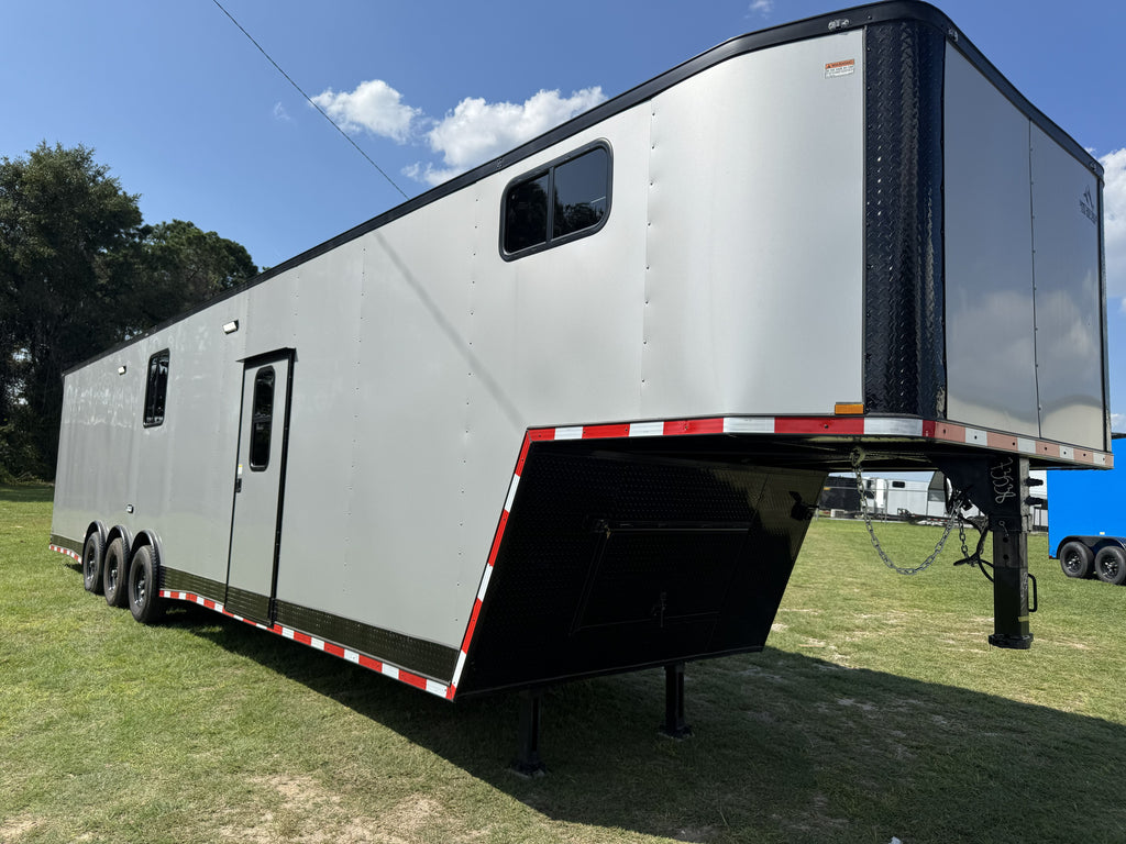 8.5X42TA Silver Race Ready Gooseneck Trailer | Living Quarters