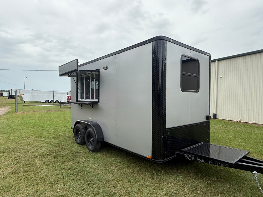 7x14TA Silver Frost Coffee Trailer | Beverage Trailer