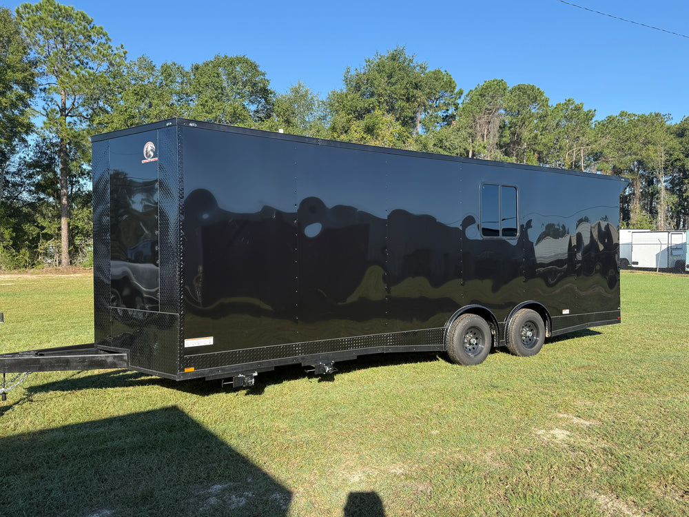 8.5x24TA  Black Race Ready Trailer | Full Bathroom