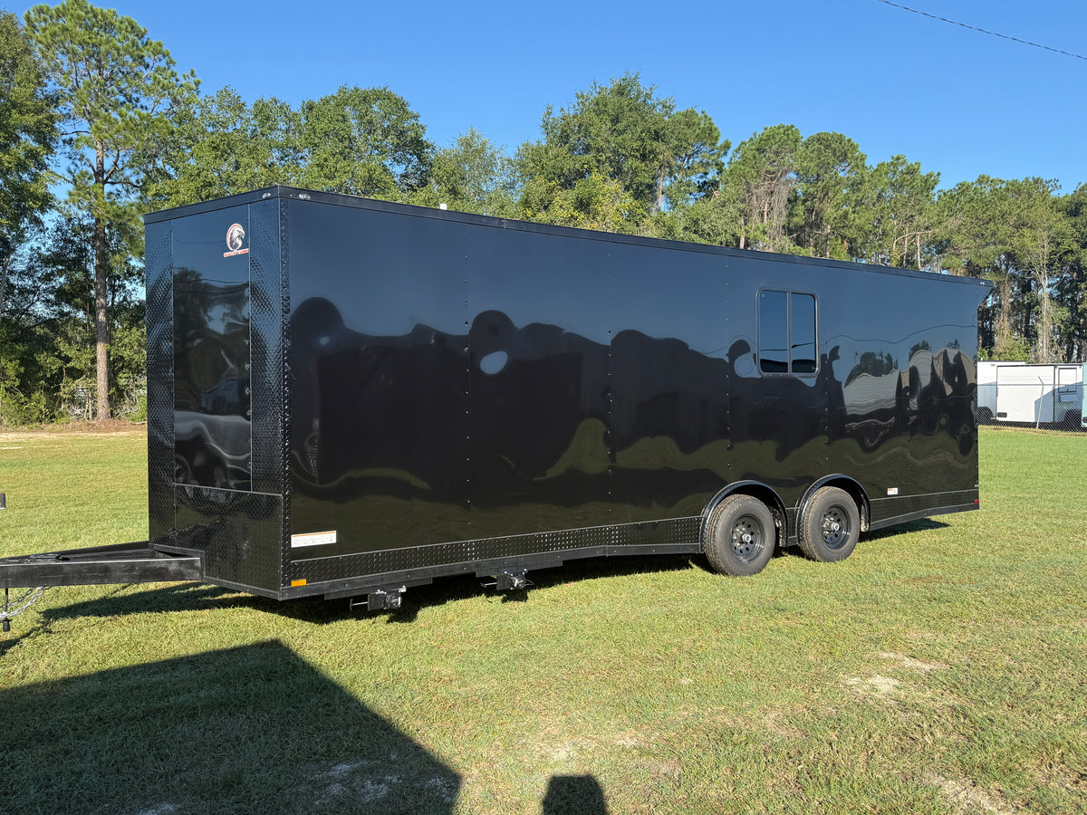 8.5x24TA  Black Race Ready Trailer | Full Bathroom