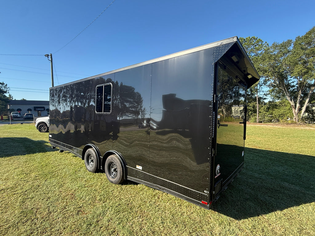 8.5x24TA  Black Race Ready Trailer | Full Bathroom