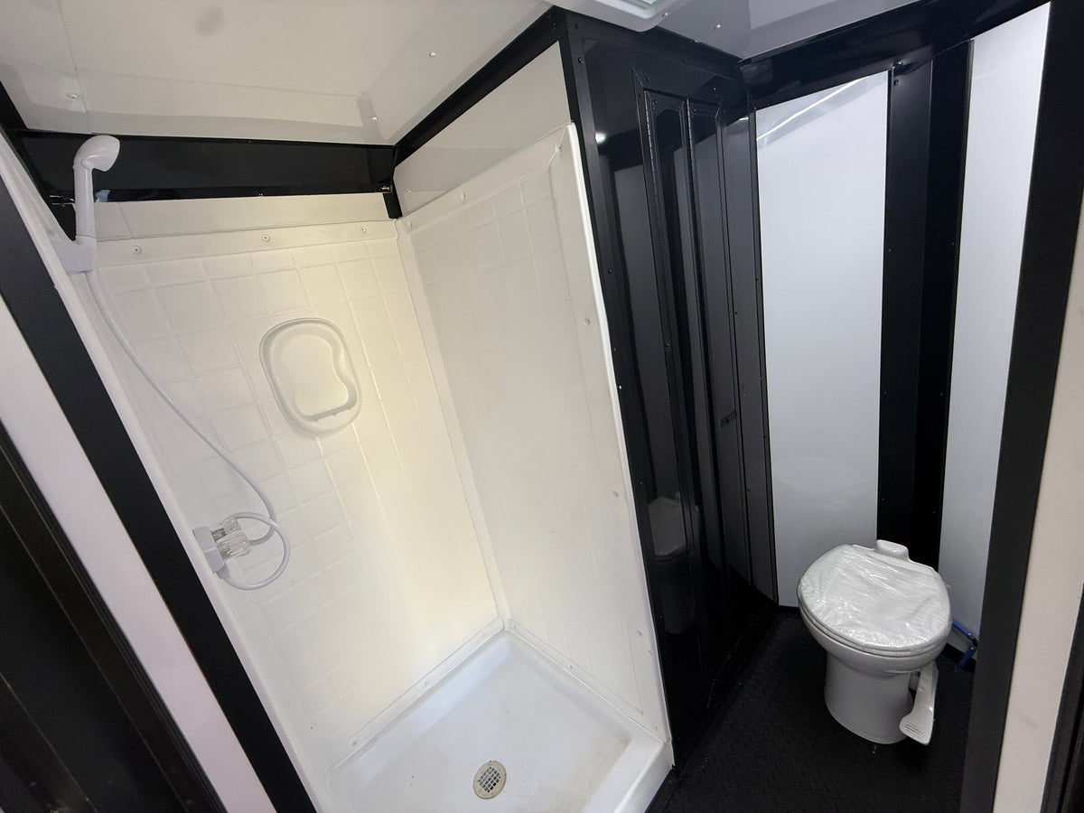 8.5x24TA  Black Race Ready Trailer | Full Bathroom