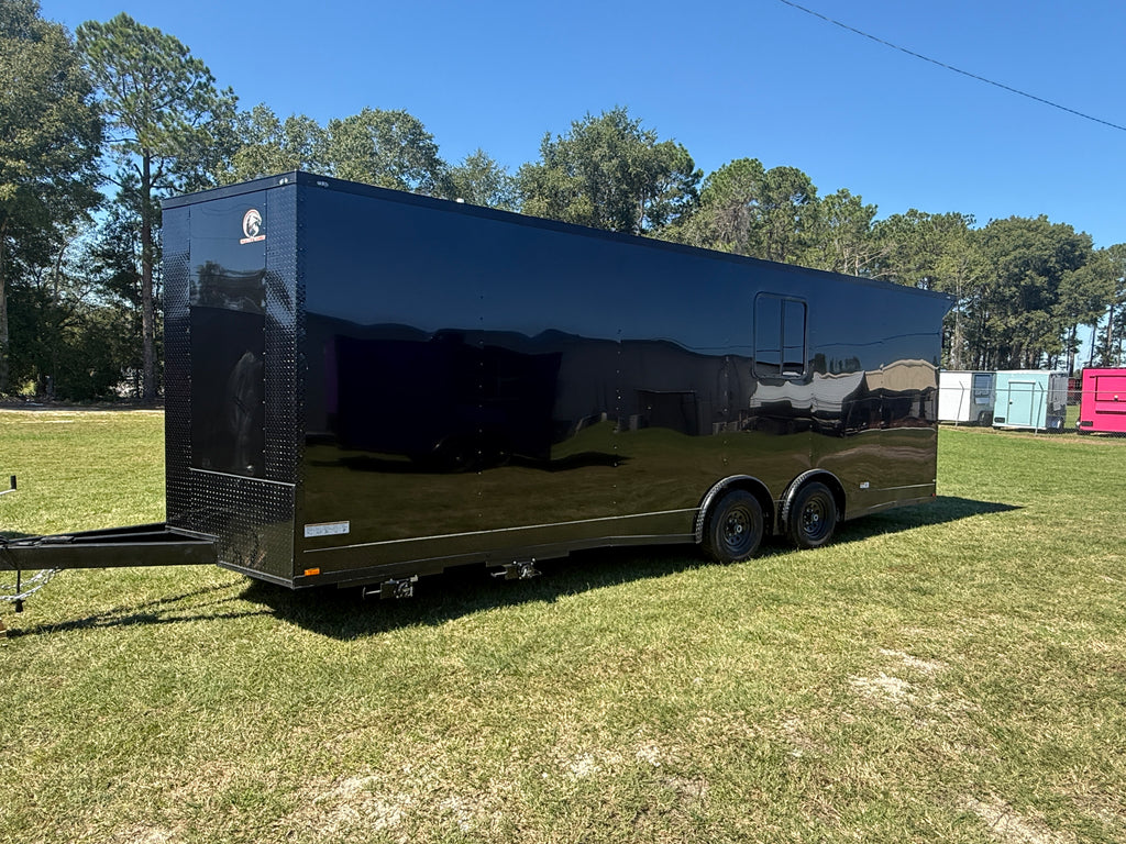 8.5x24TA  Black Race Ready Trailer | Full Bathroom