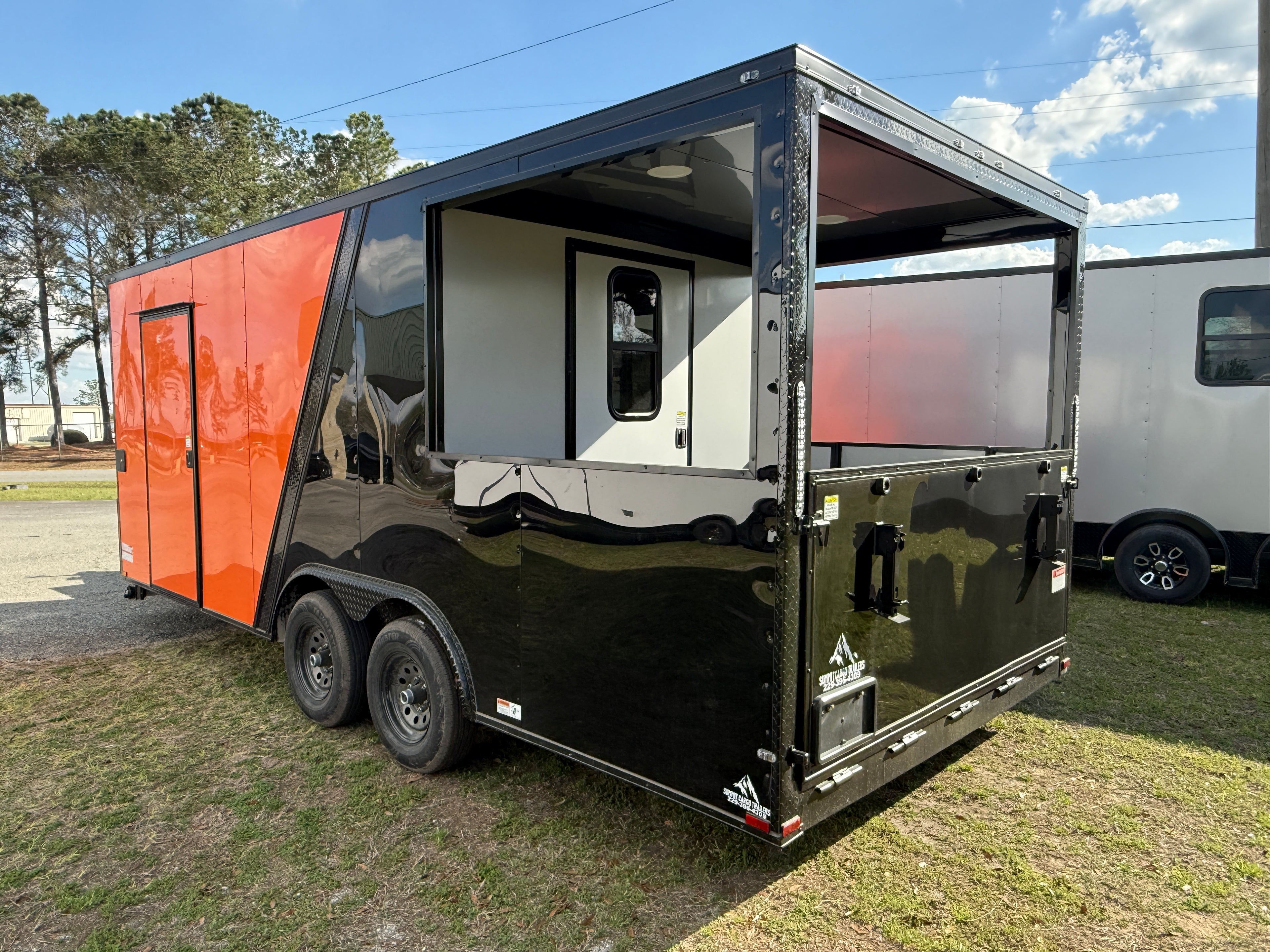 8.5X20TA Orange & Black Concession Porch Trailer
