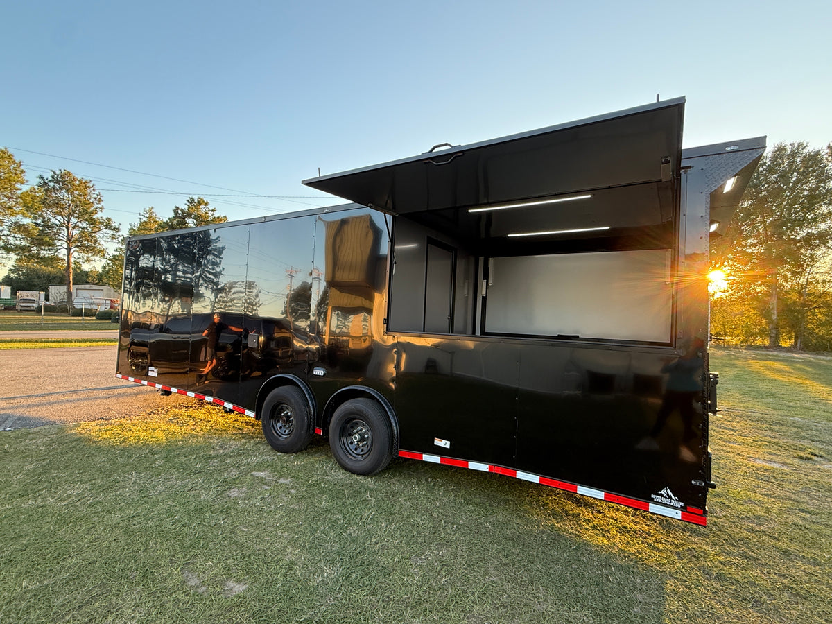 8.5x28TA Competition Gullwing Porch Trailer | Living Quarters