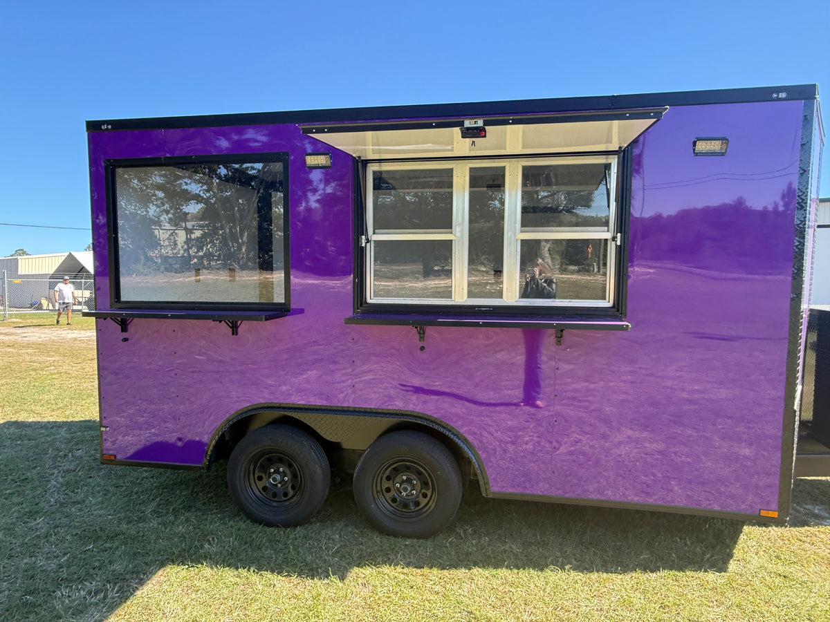 8.5x14 Purple Beverage Concession Trailer
