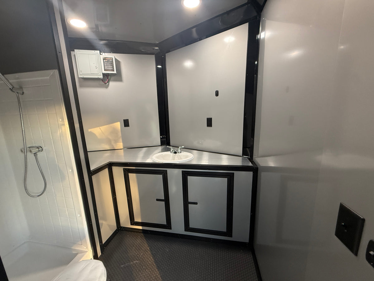 8.5x24TA  Black Race Ready Trailer | Full Bathroom