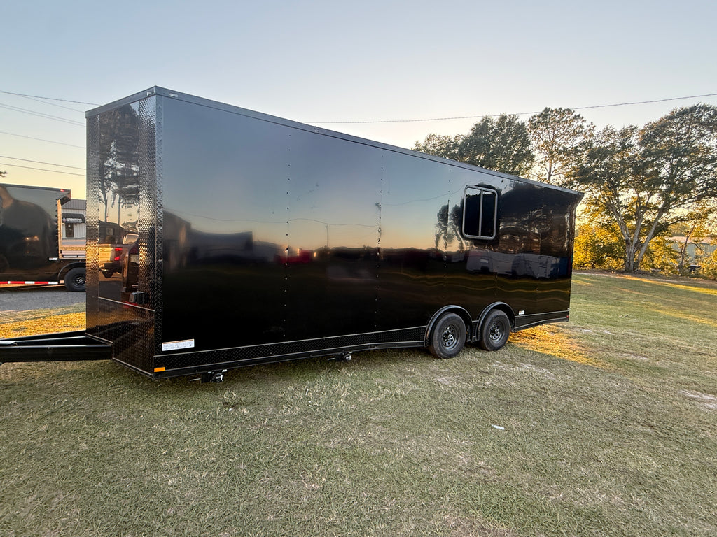 8.5x24TA  Black Race Ready Trailer | Full Bathroom