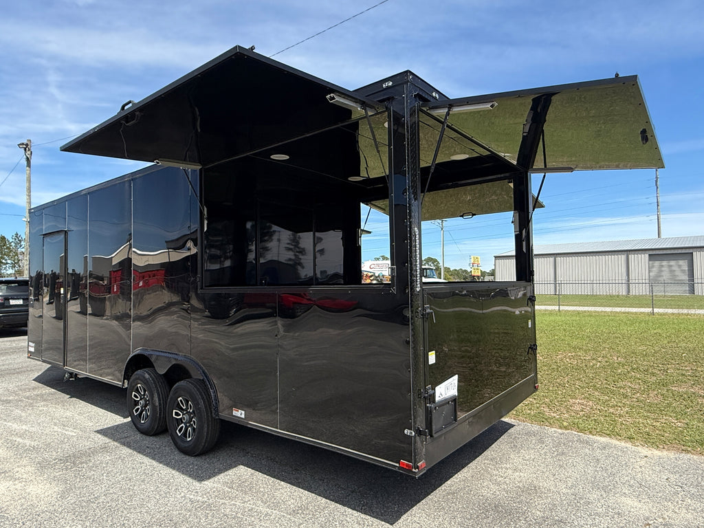 8.5X24TA3 Black Gullwing Porch Trailer