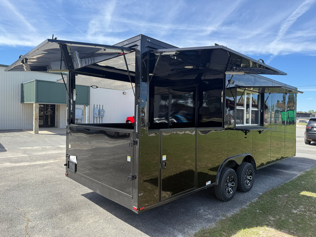 8.5X24TA3 Black Gullwing Porch Trailer