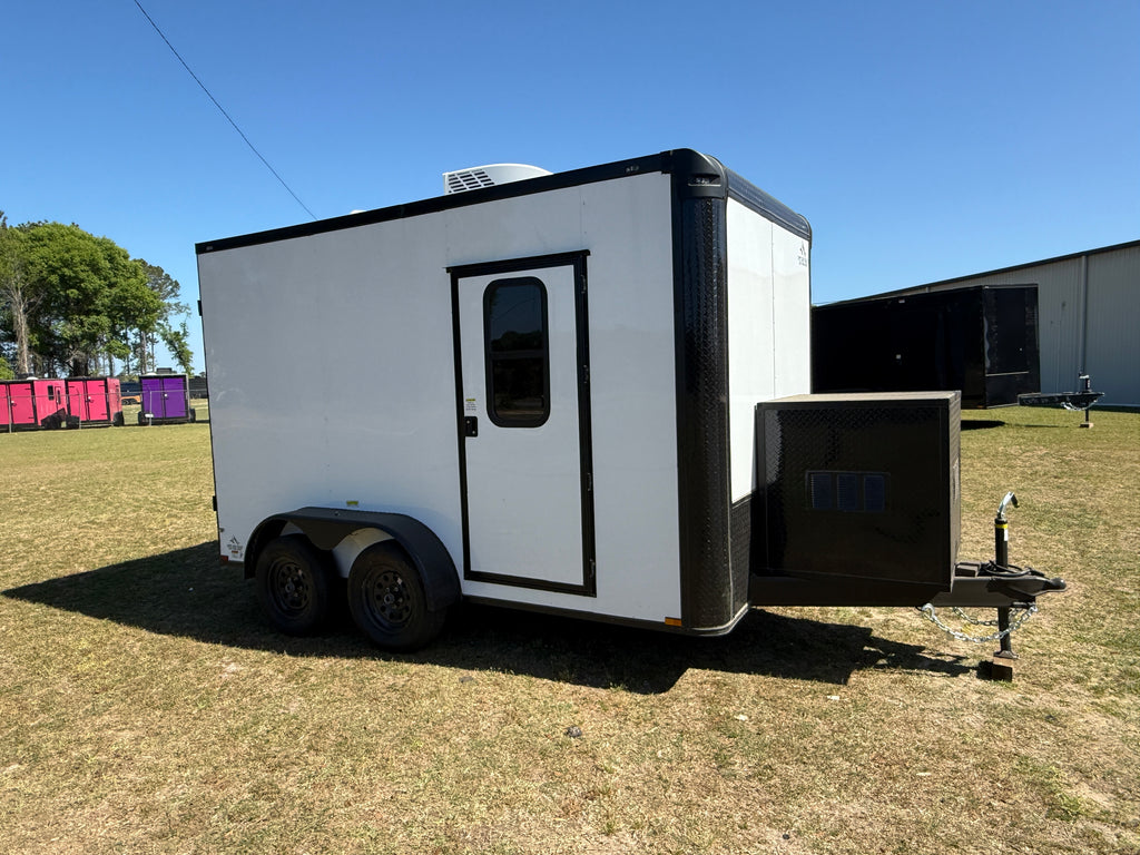 7X12TA White Dog Grooming Trailer