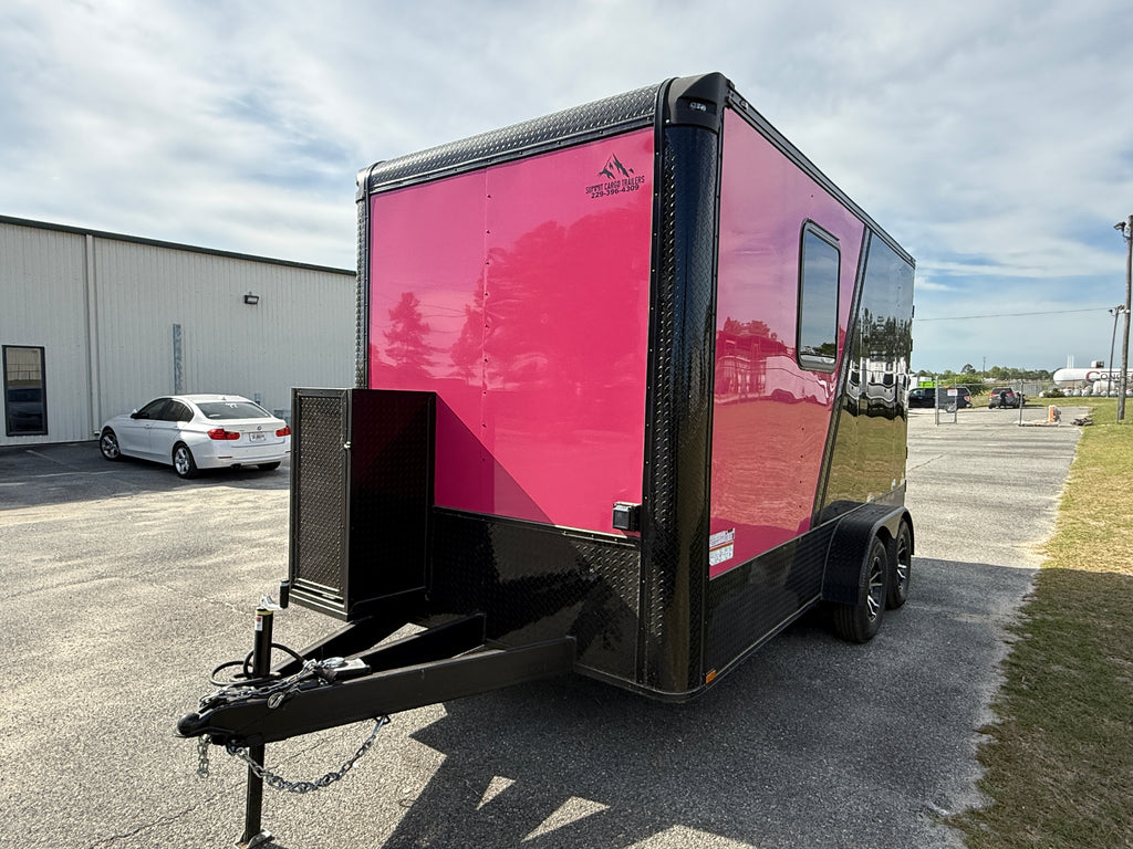 7X14TA Pink & Black Pet Grooming Trailer