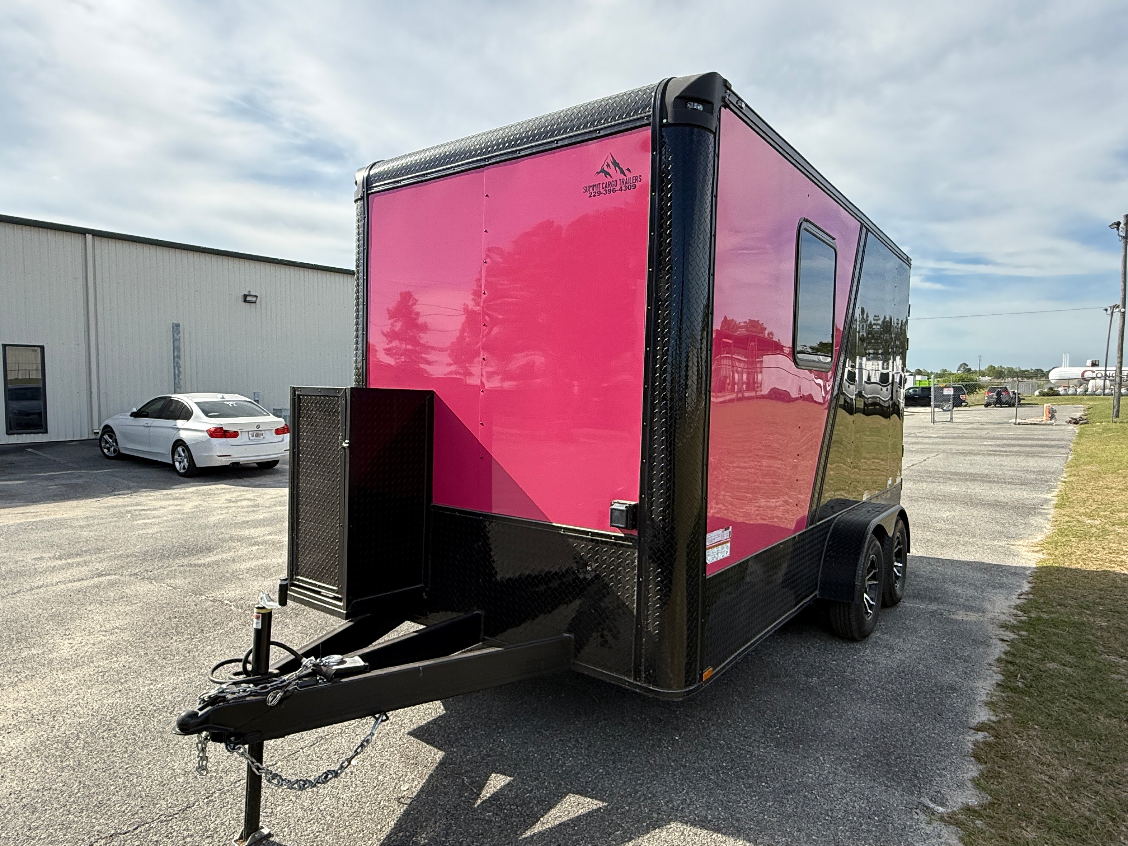 7X14TA Pink & Black Pet Grooming Trailer