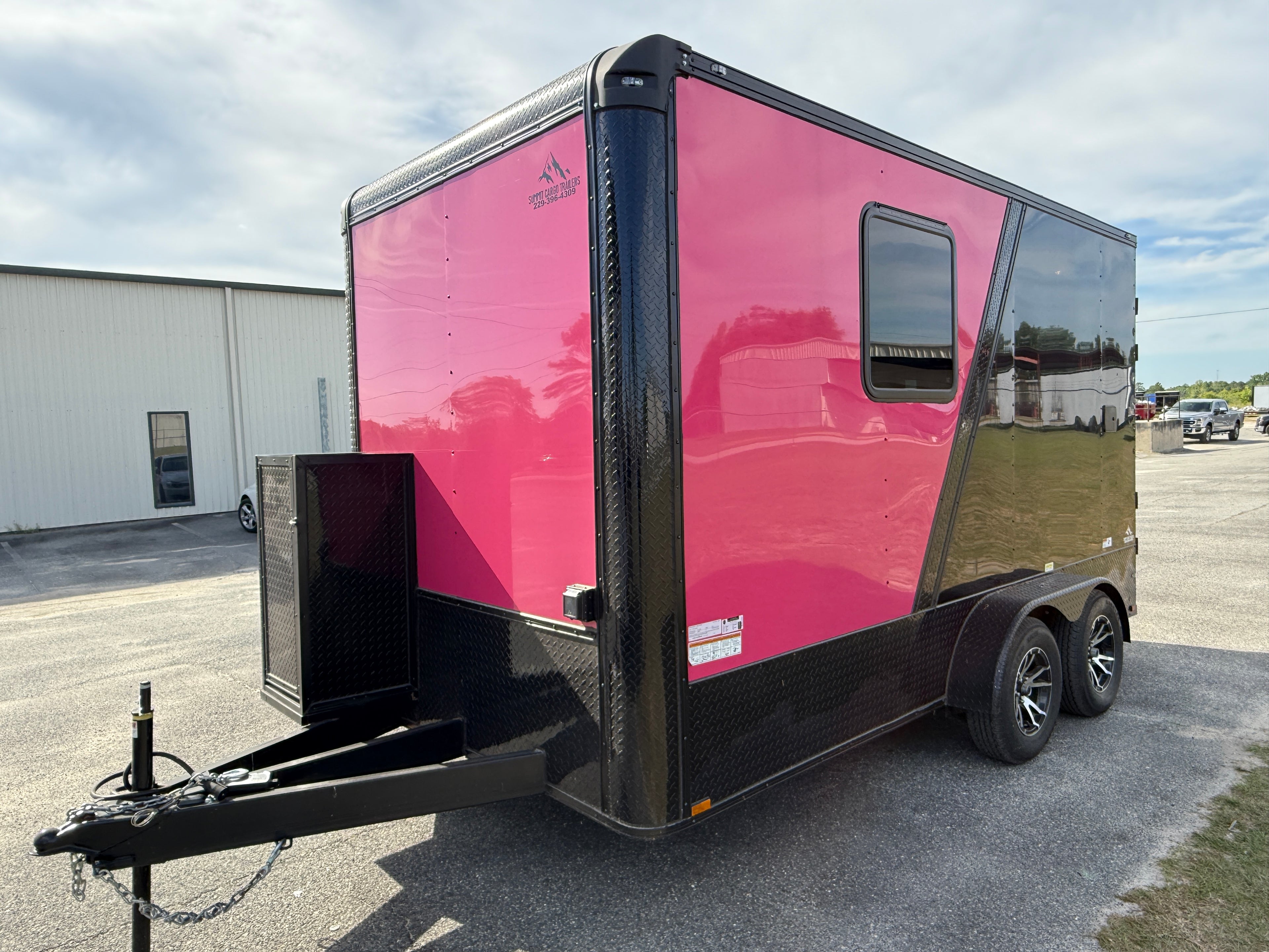 7X14TA Pink & Black Pet Grooming Trailer