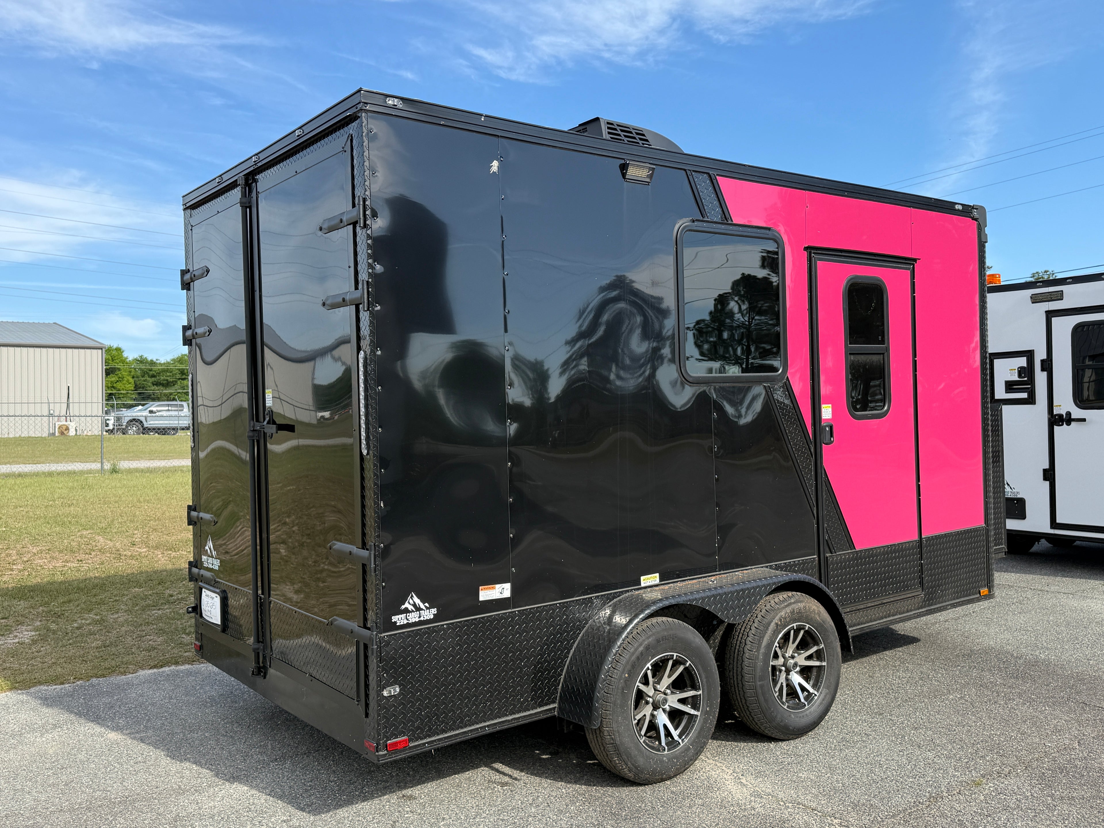 7X14TA Pink & Black Pet Grooming Trailer
