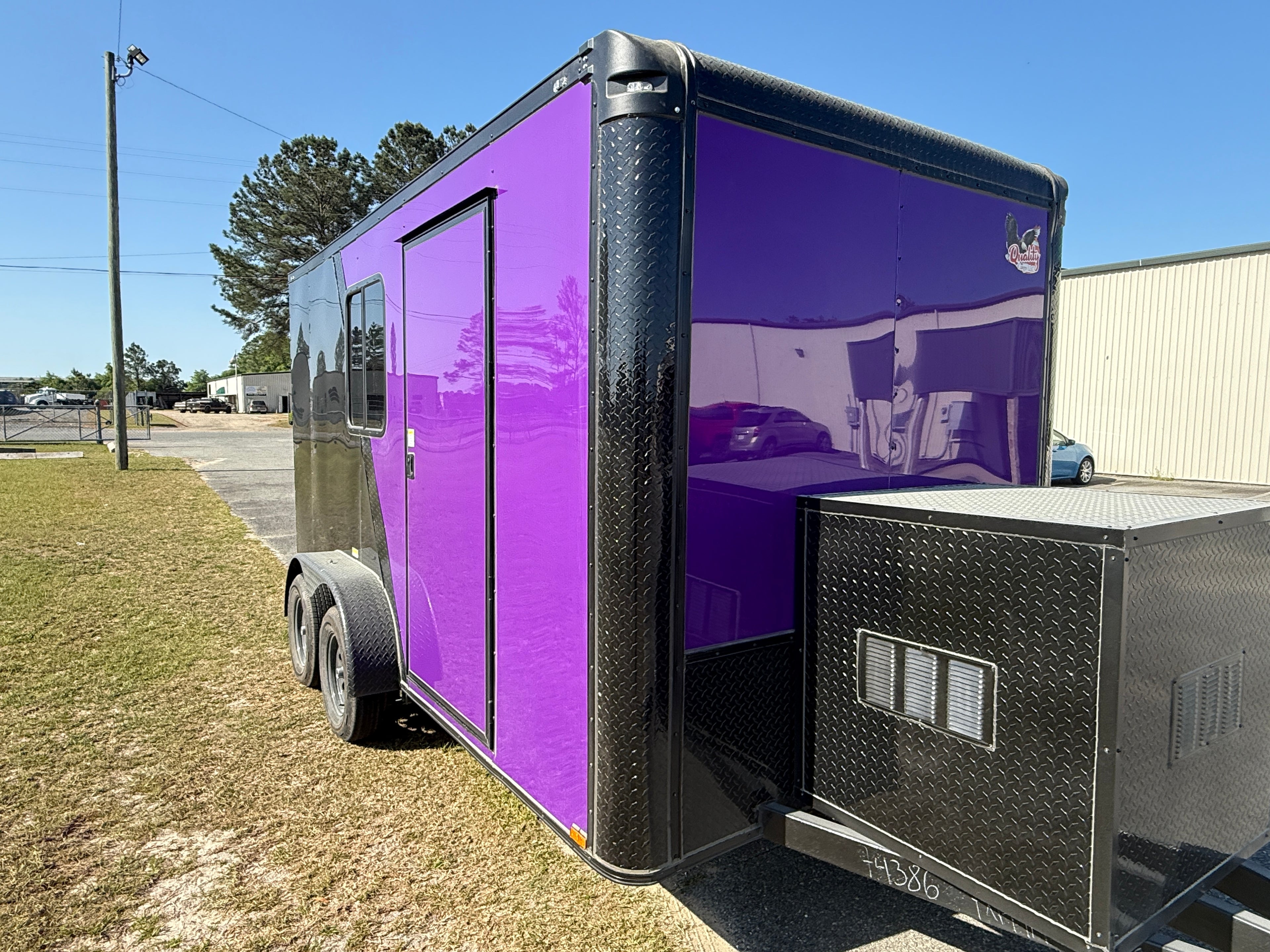 7X14TA Purple Black Grooming Trailer with Bathroom