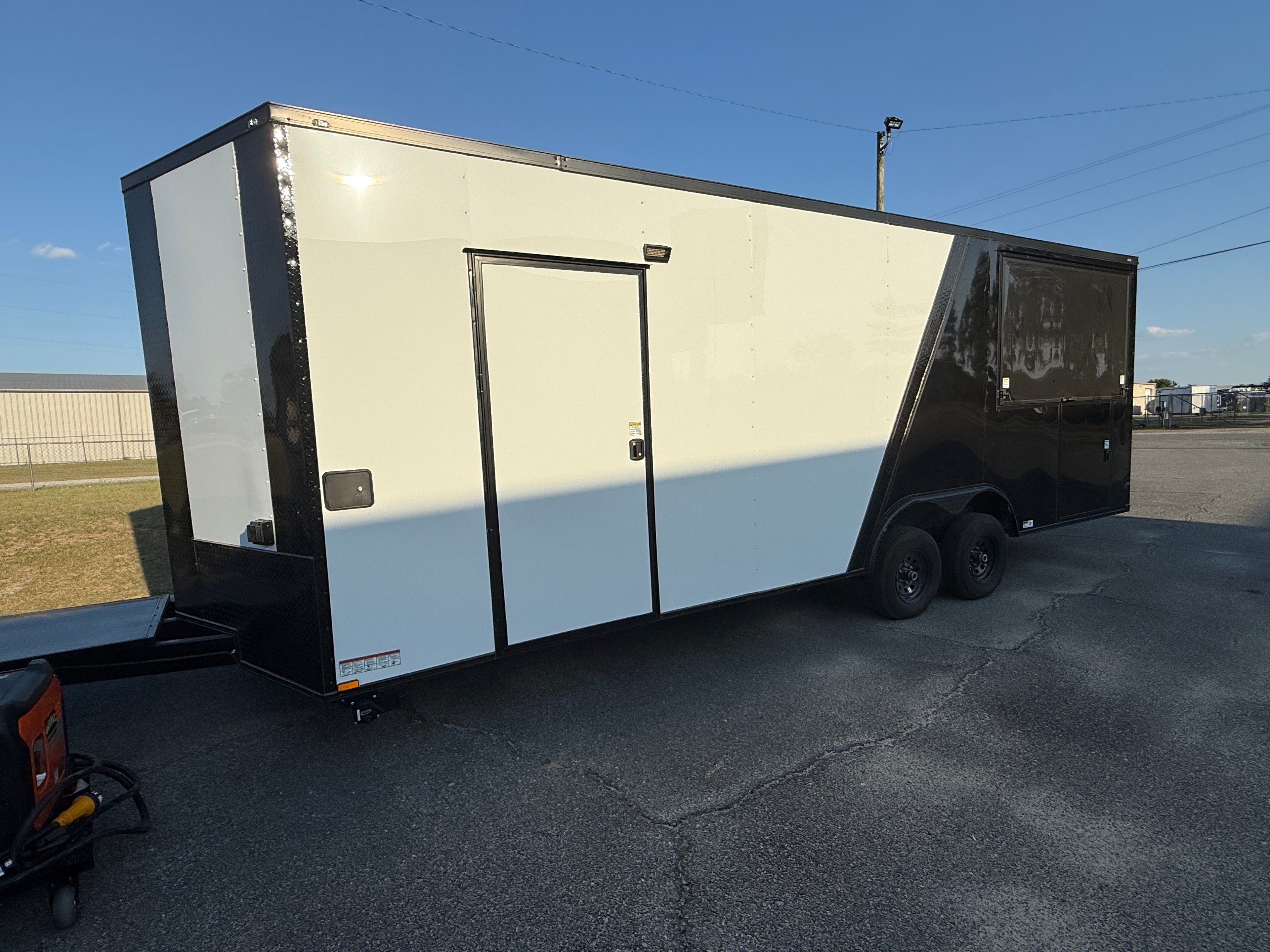 8.5X24TA Black White Concession Gullwing Porch Trailer