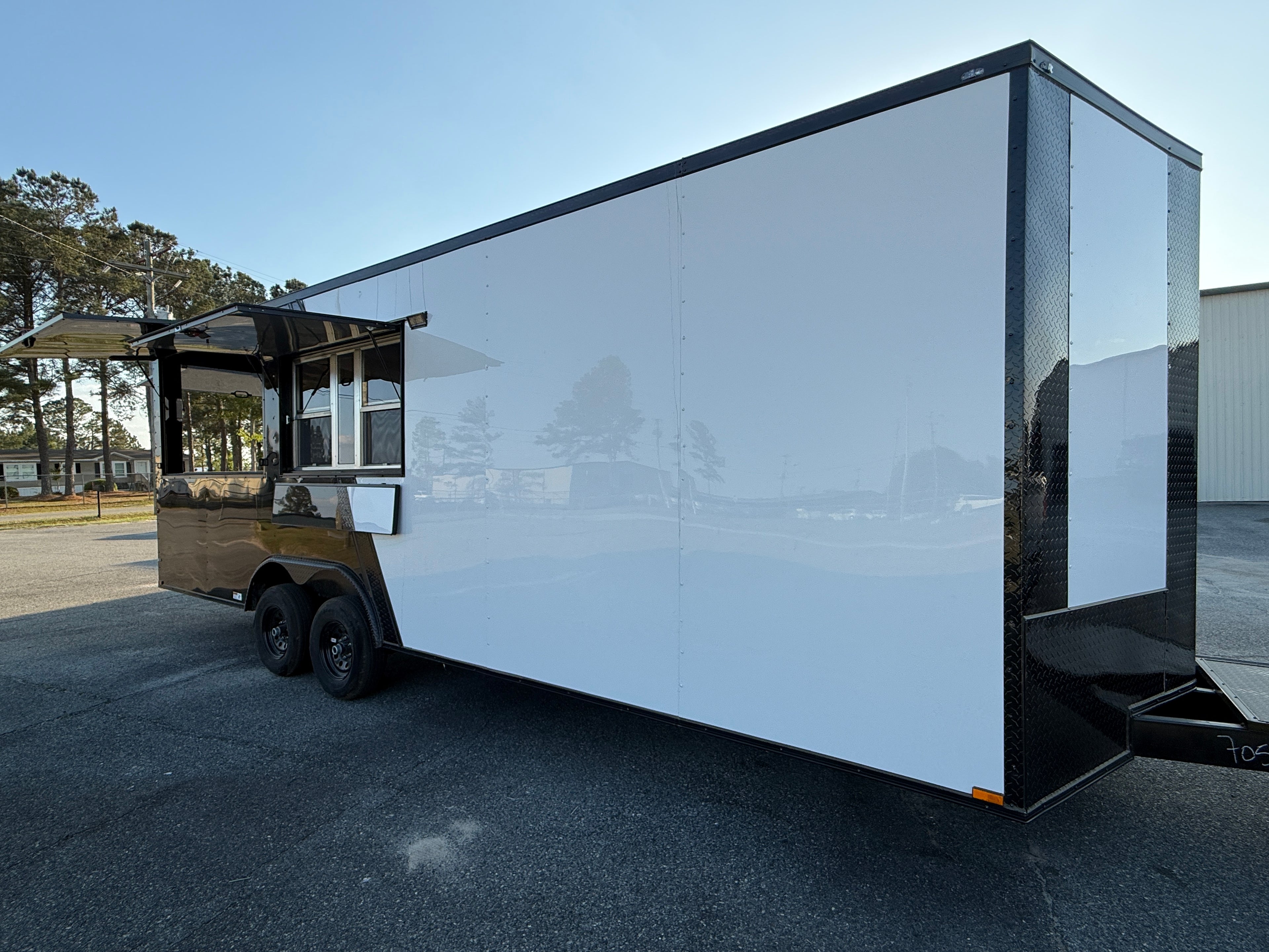 8.5X24TA Black White Concession Gullwing Porch Trailer