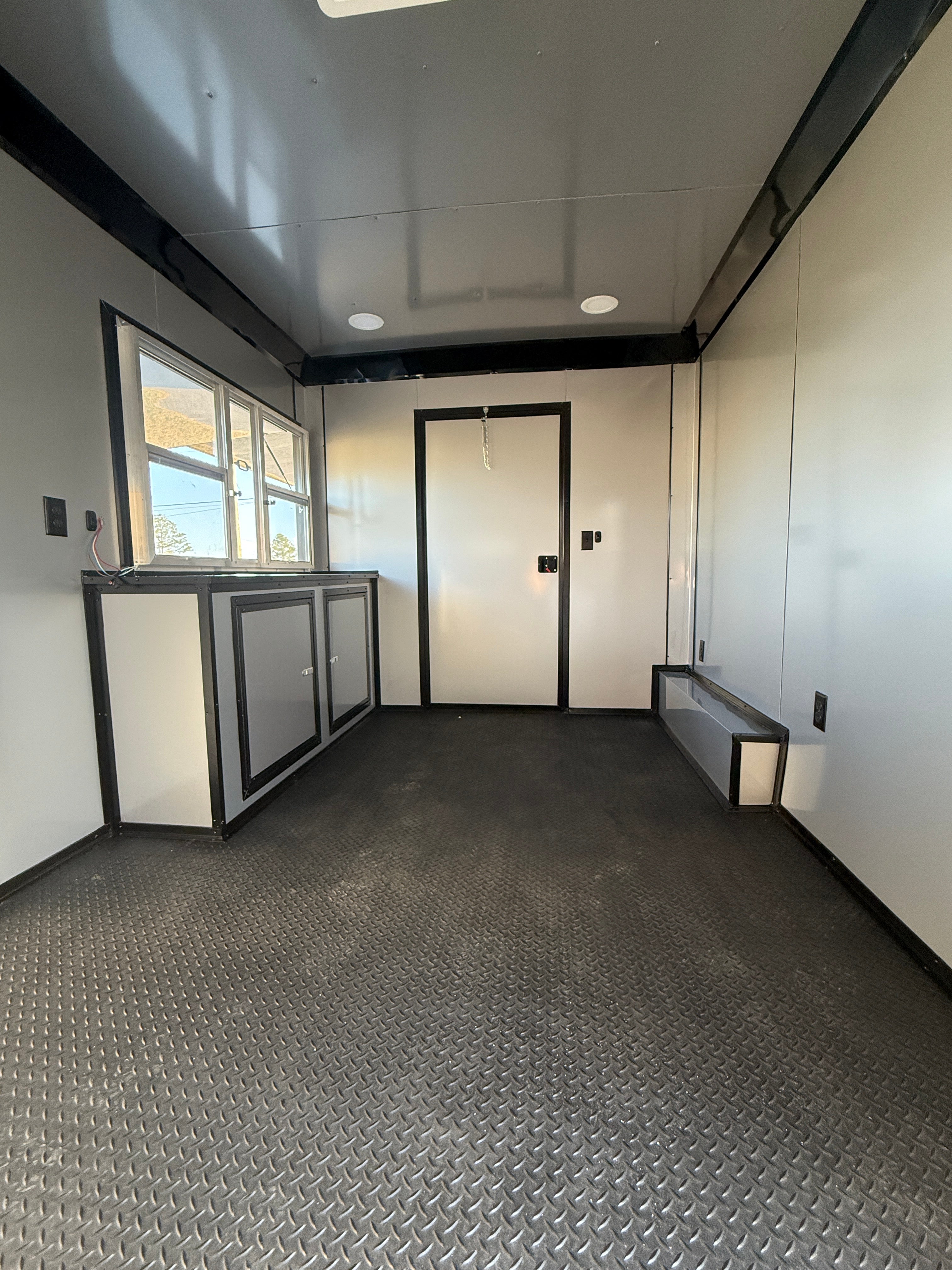 8.5X24TA Black White Concession Gullwing Porch Trailer
