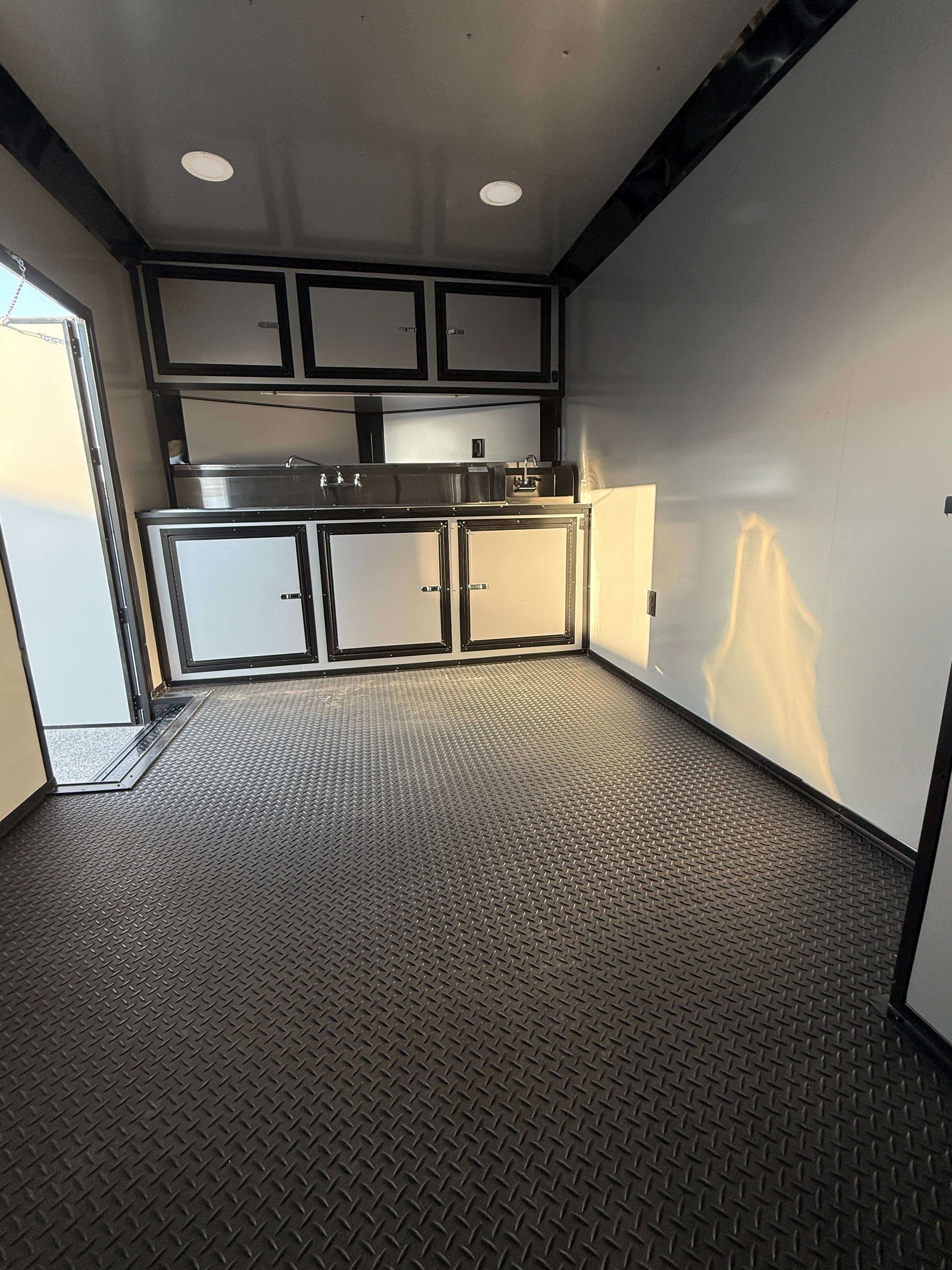 8.5X24TA Black White Concession Gullwing Porch Trailer