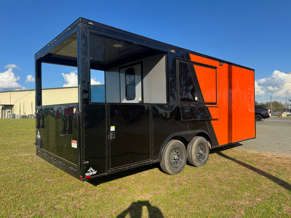 8.5X20TA Orange & Black Concession Porch Trailer