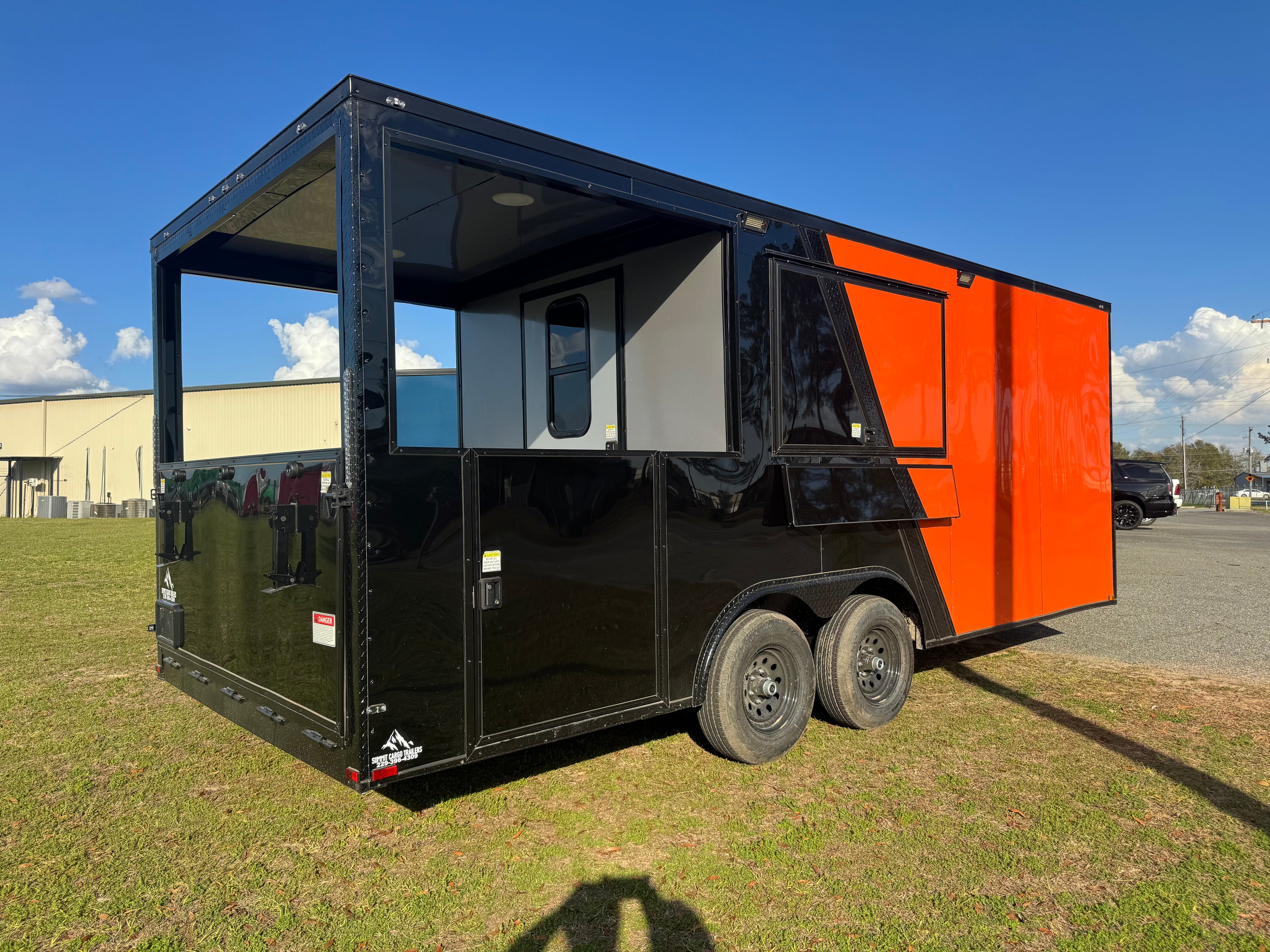 8.5X20TA Orange & Black Concession Porch Trailer