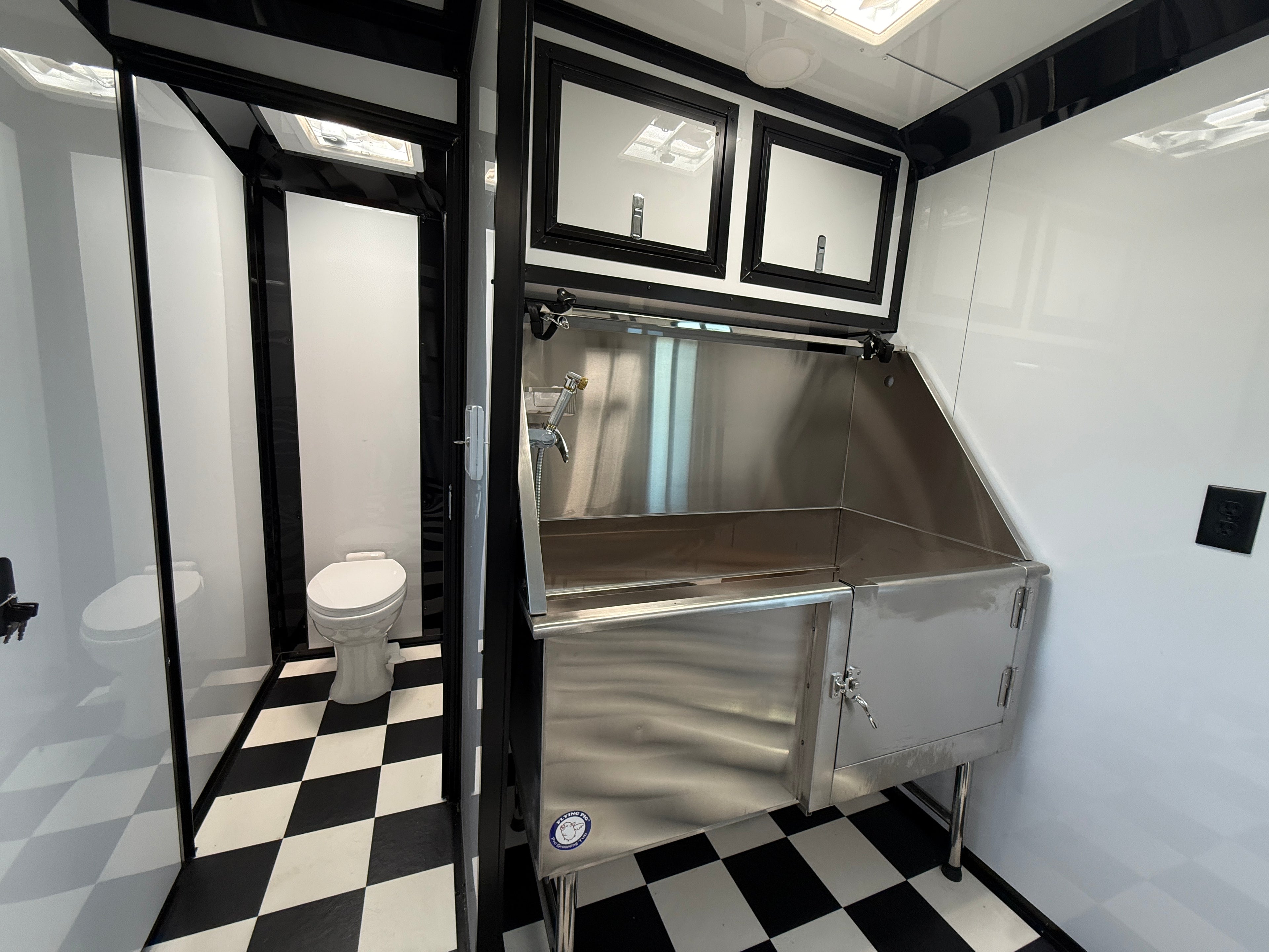 7X14TA Purple Black Grooming Trailer with Bathroom