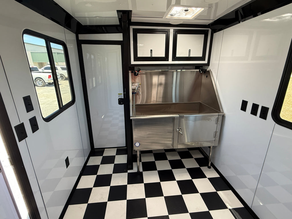 7X14TA Purple Black Grooming Trailer with Bathroom