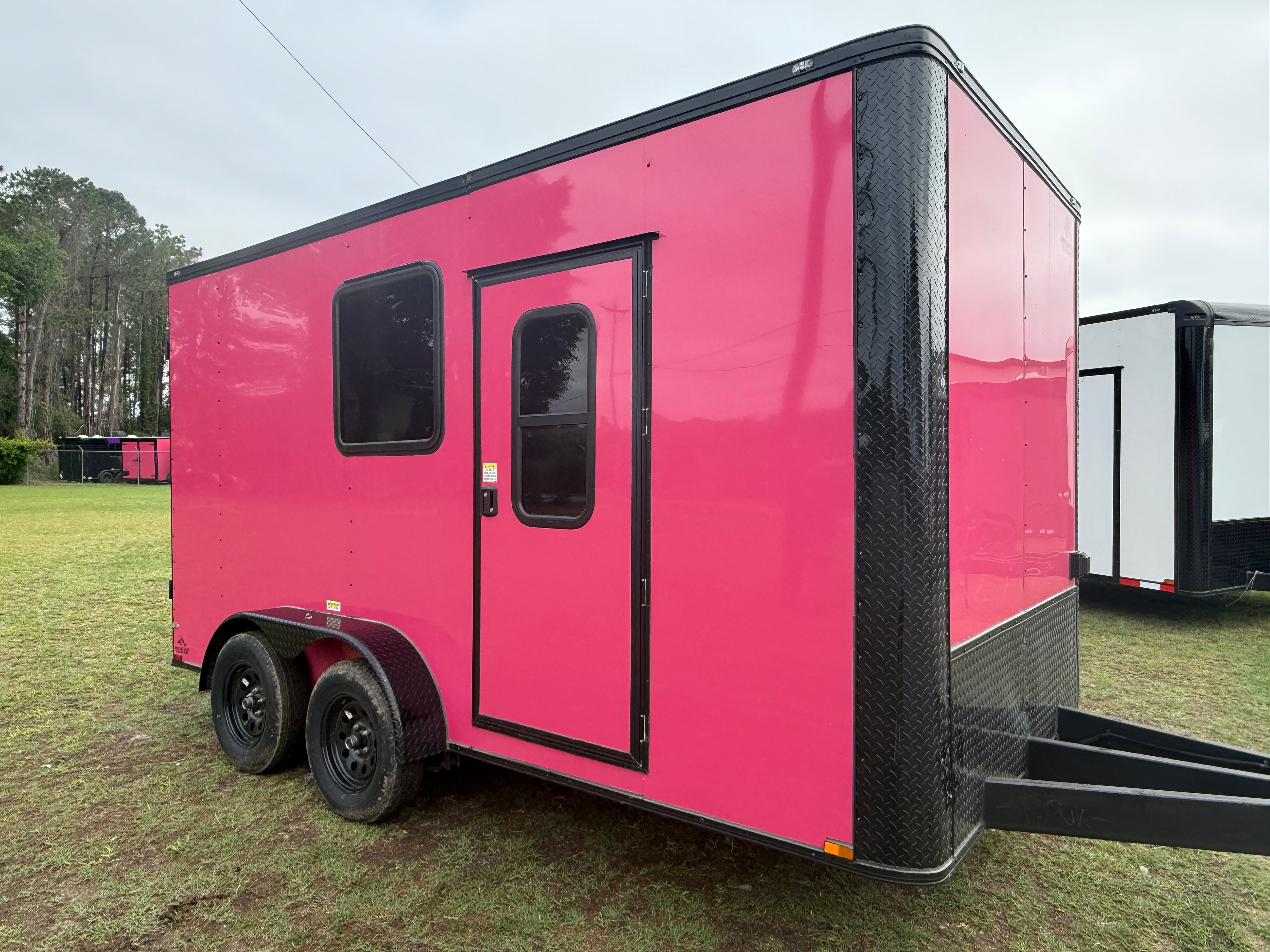 7X14TA Pink Pet Grooming Trailer