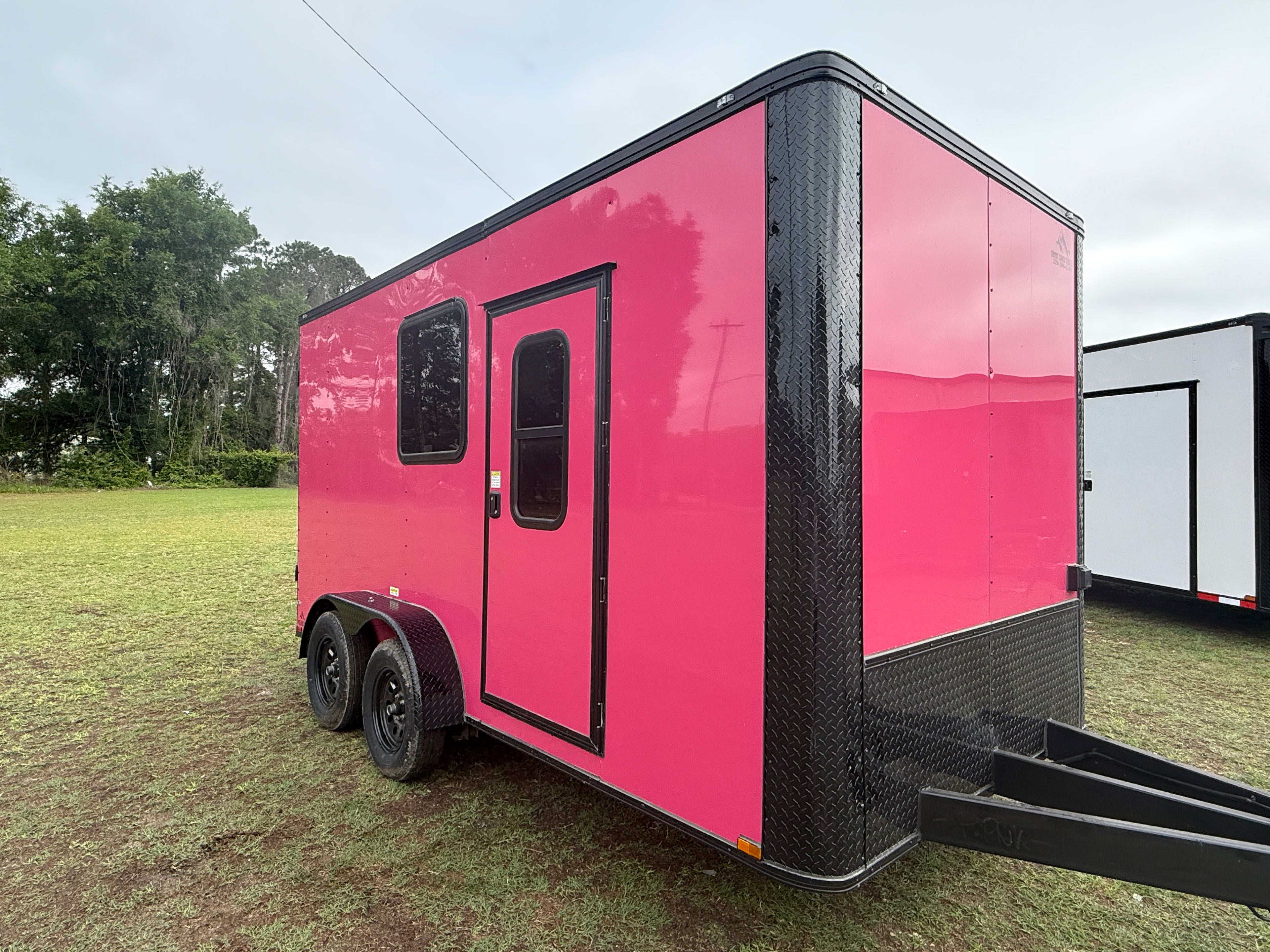 7X14TA Pink Pet Grooming Trailer