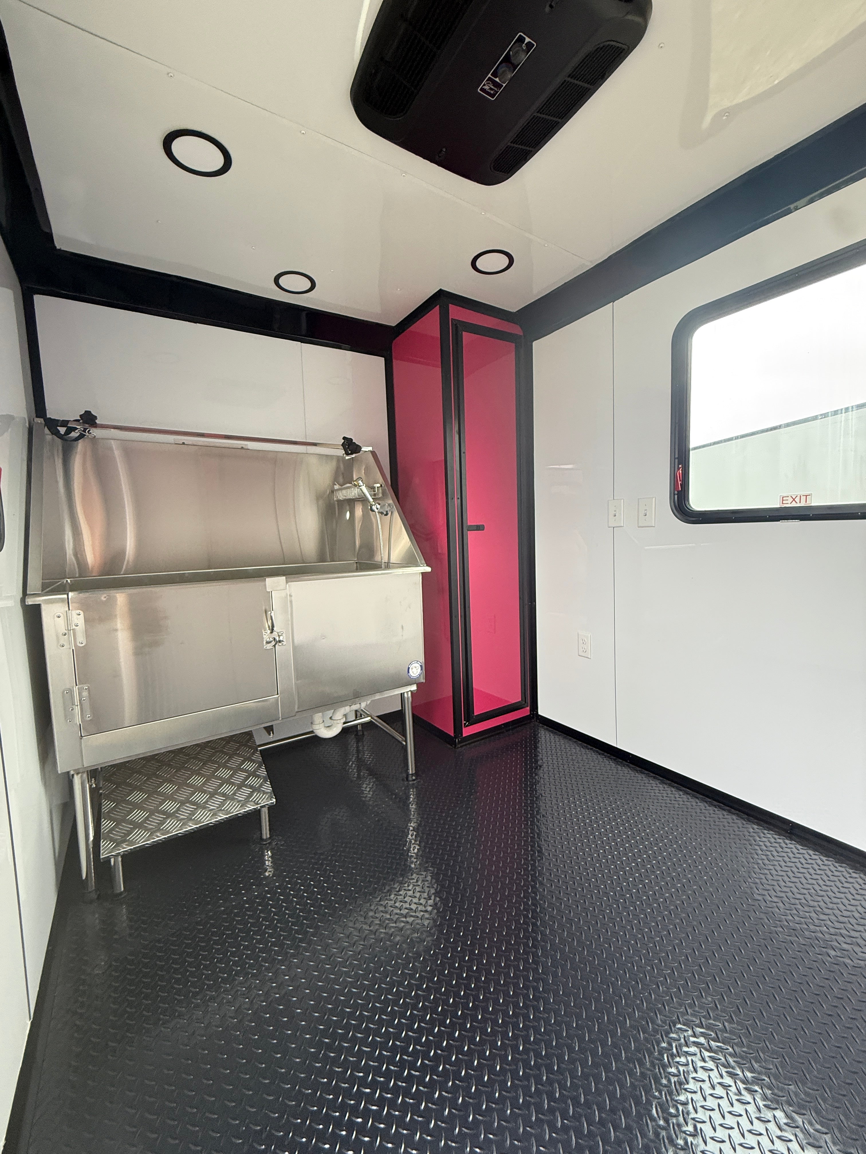 7X14TA Pink Pet Grooming Trailer