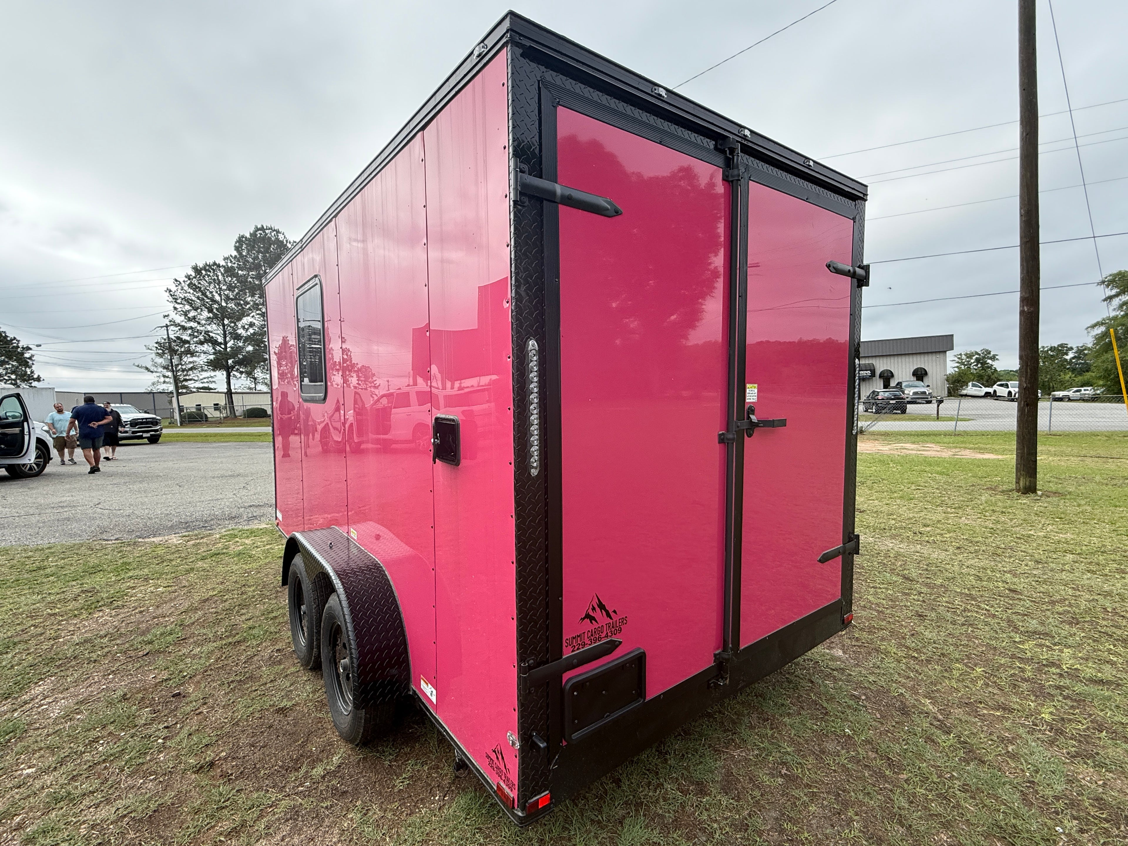 7X14TA Pink Pet Grooming Trailer