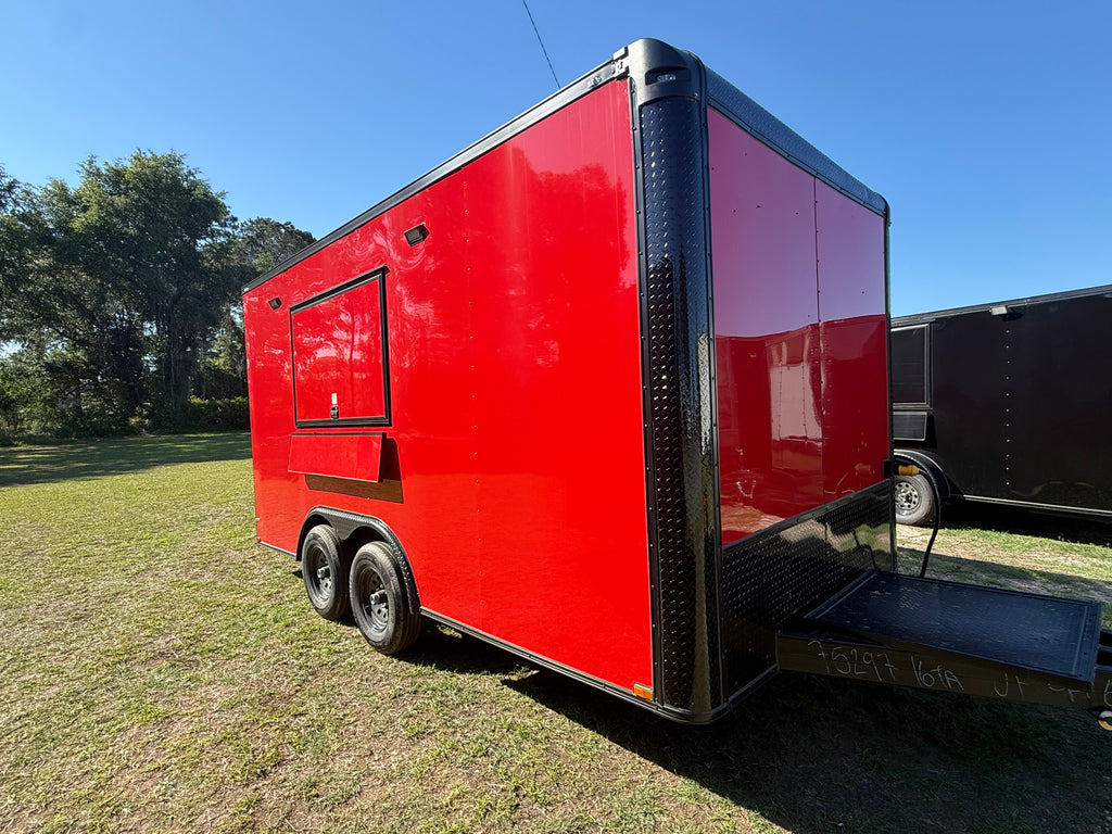 8.5X16 Red Concession Trailer