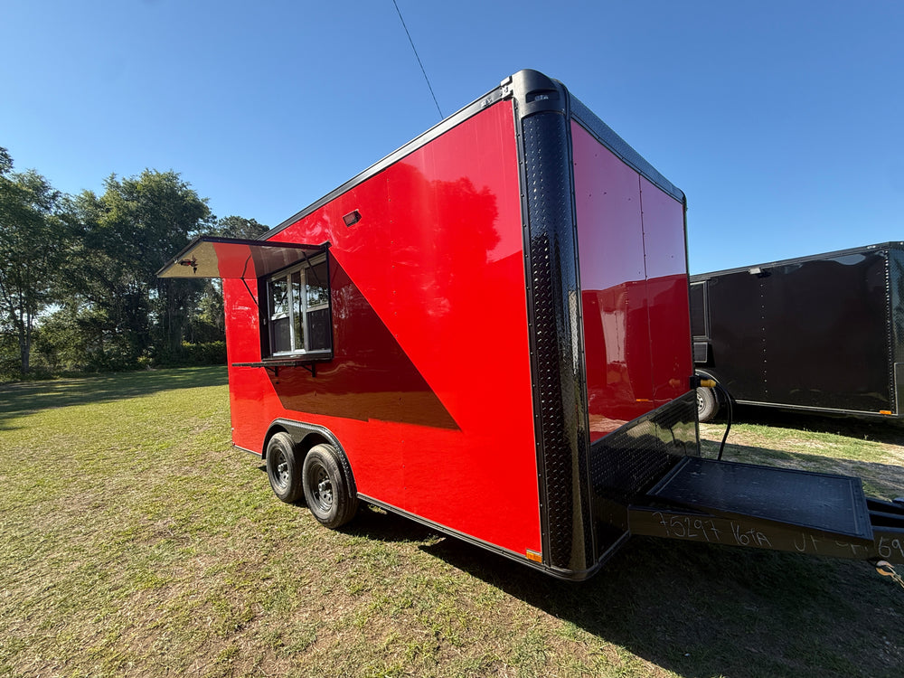 Remolque de comida rojo de 8.5x16 | Listo para equipar