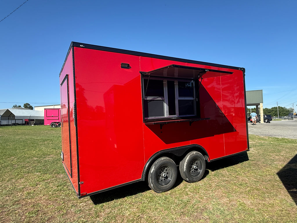 8.5X16 Red Concession Trailer