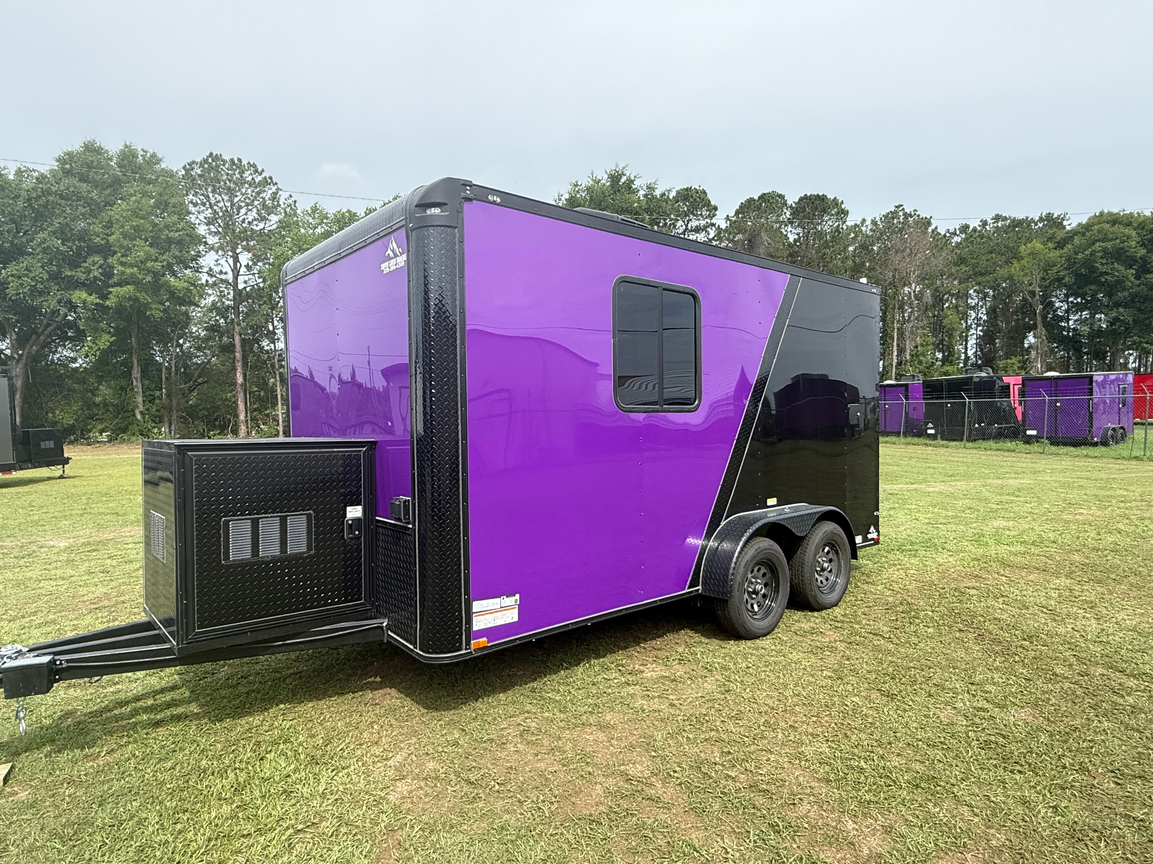 7X14TA Purple Black Grooming Trailer with Bathroom