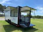 8.5X30TA White Concession Gullwing Porch Trailer