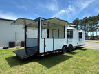 8.5X30TA White Concession Gullwing Porch Trailer