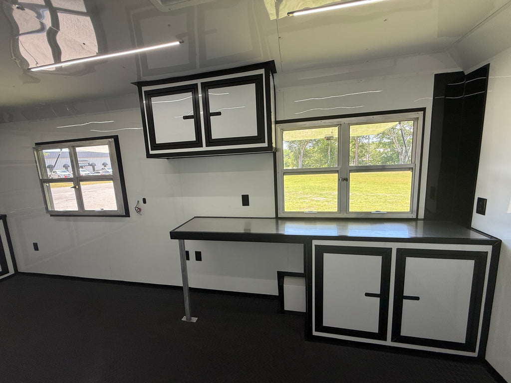 8.5X30TA White Concession Gullwing Porch Trailer