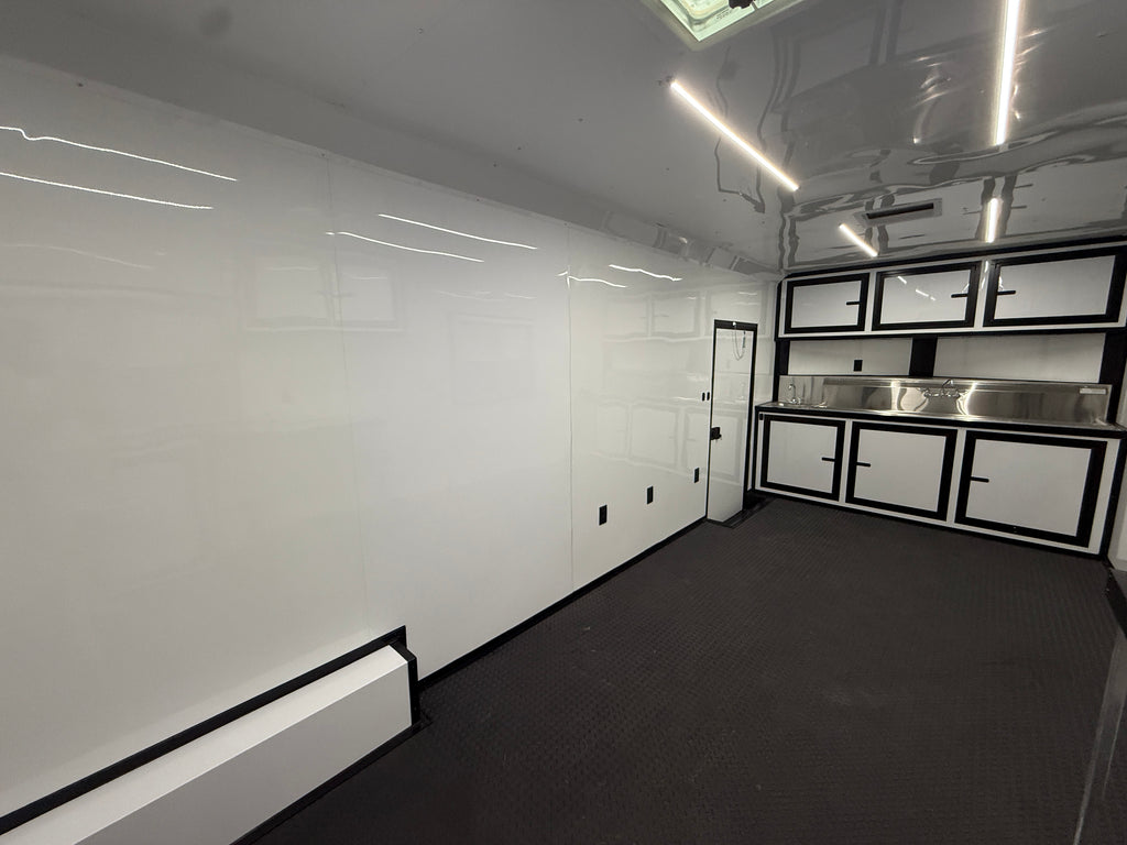 8.5X30TA White Concession Gullwing Porch Trailer